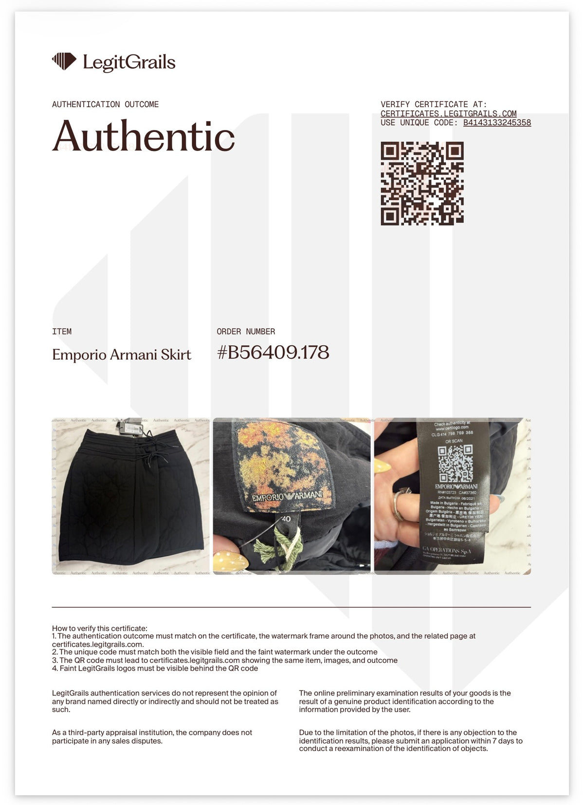 Emporio Armani Black Skirt Size 40-10/10 Condition