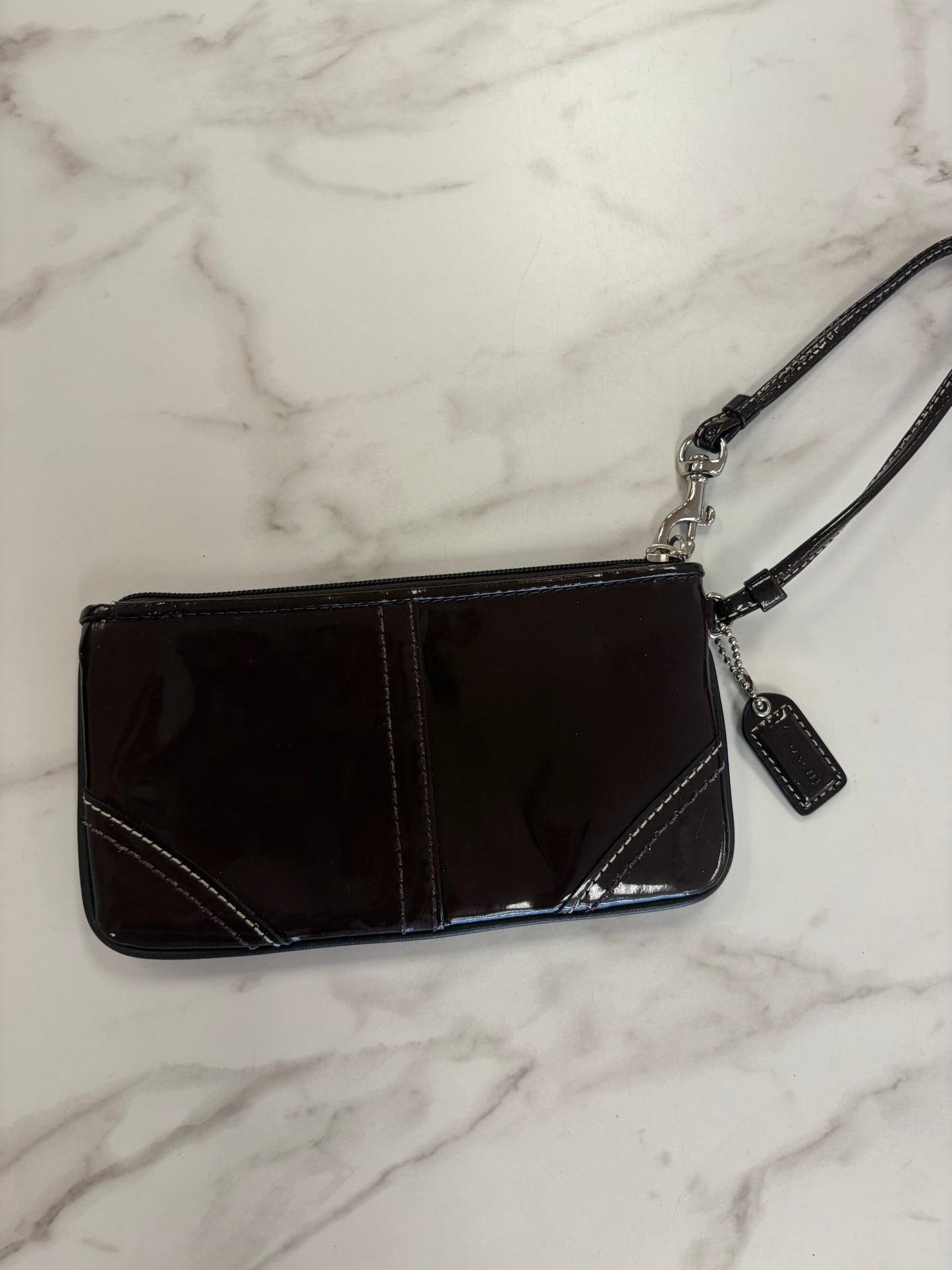 Coach Brown Patent Wristlet