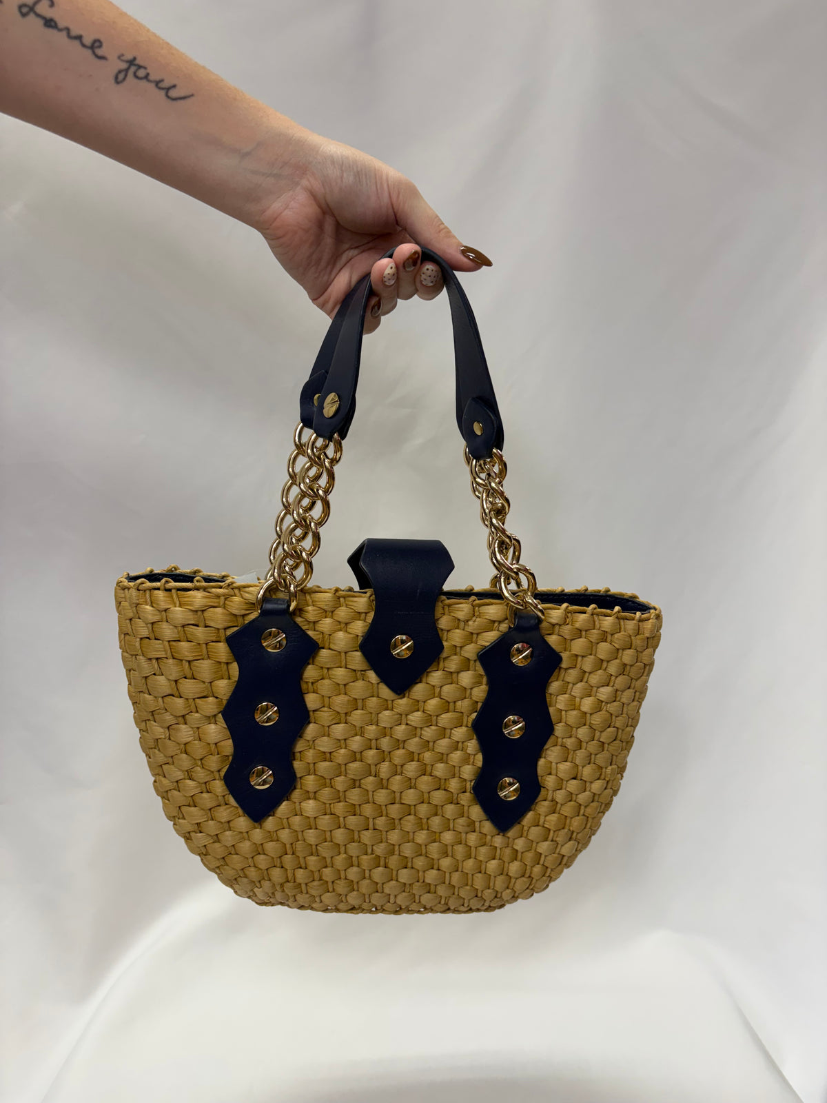 Michael Kors Santorini woven straw tote gently-used