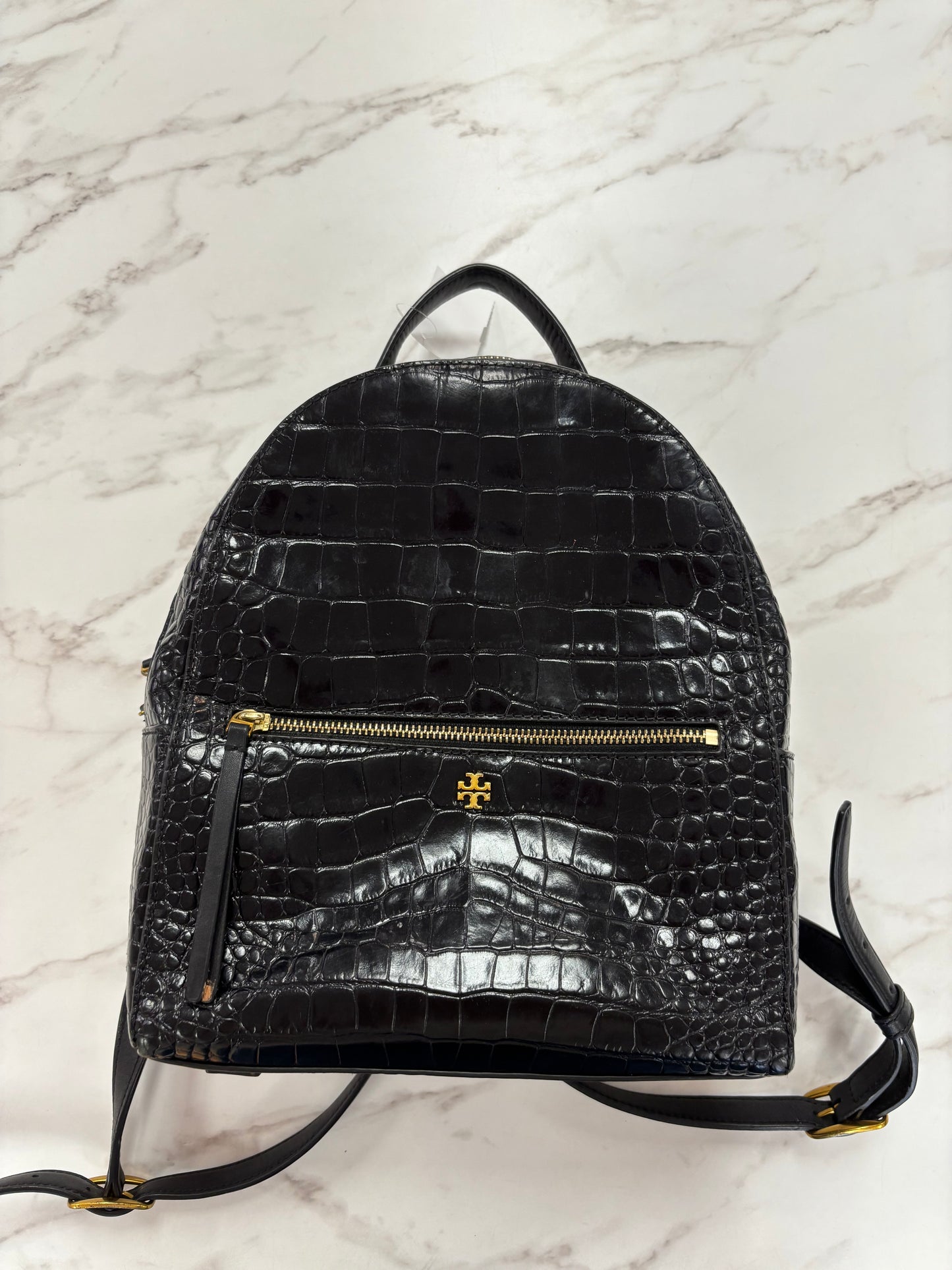 Tory Burch croc embossed leather backpack