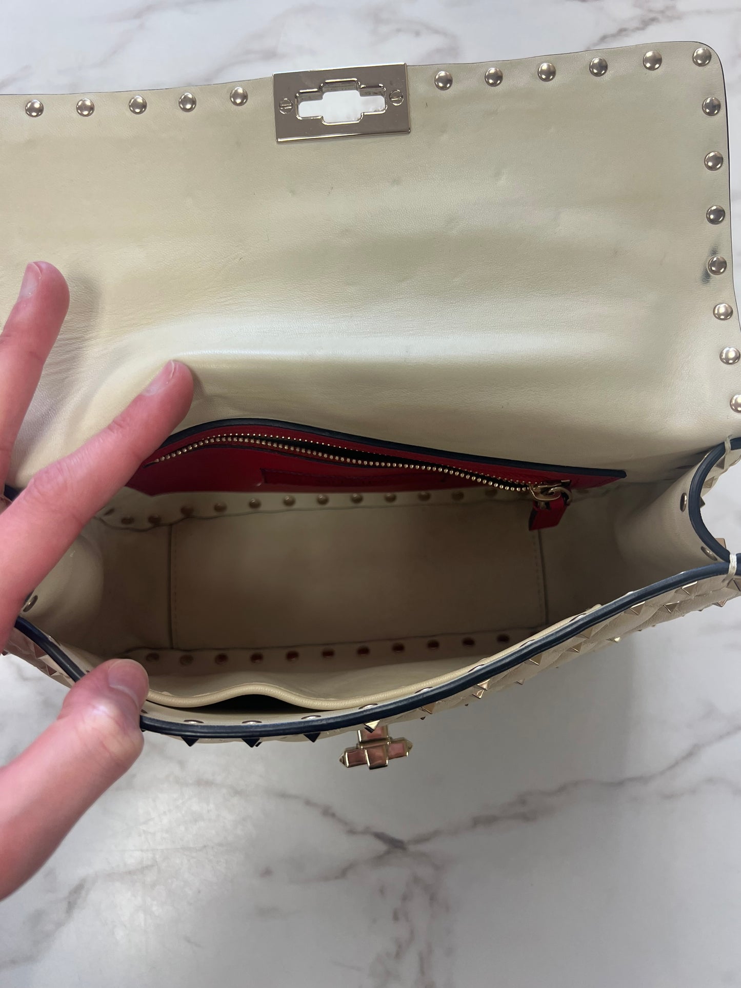 Valentino Ivory Studded Crossbody/Shoulder Bag