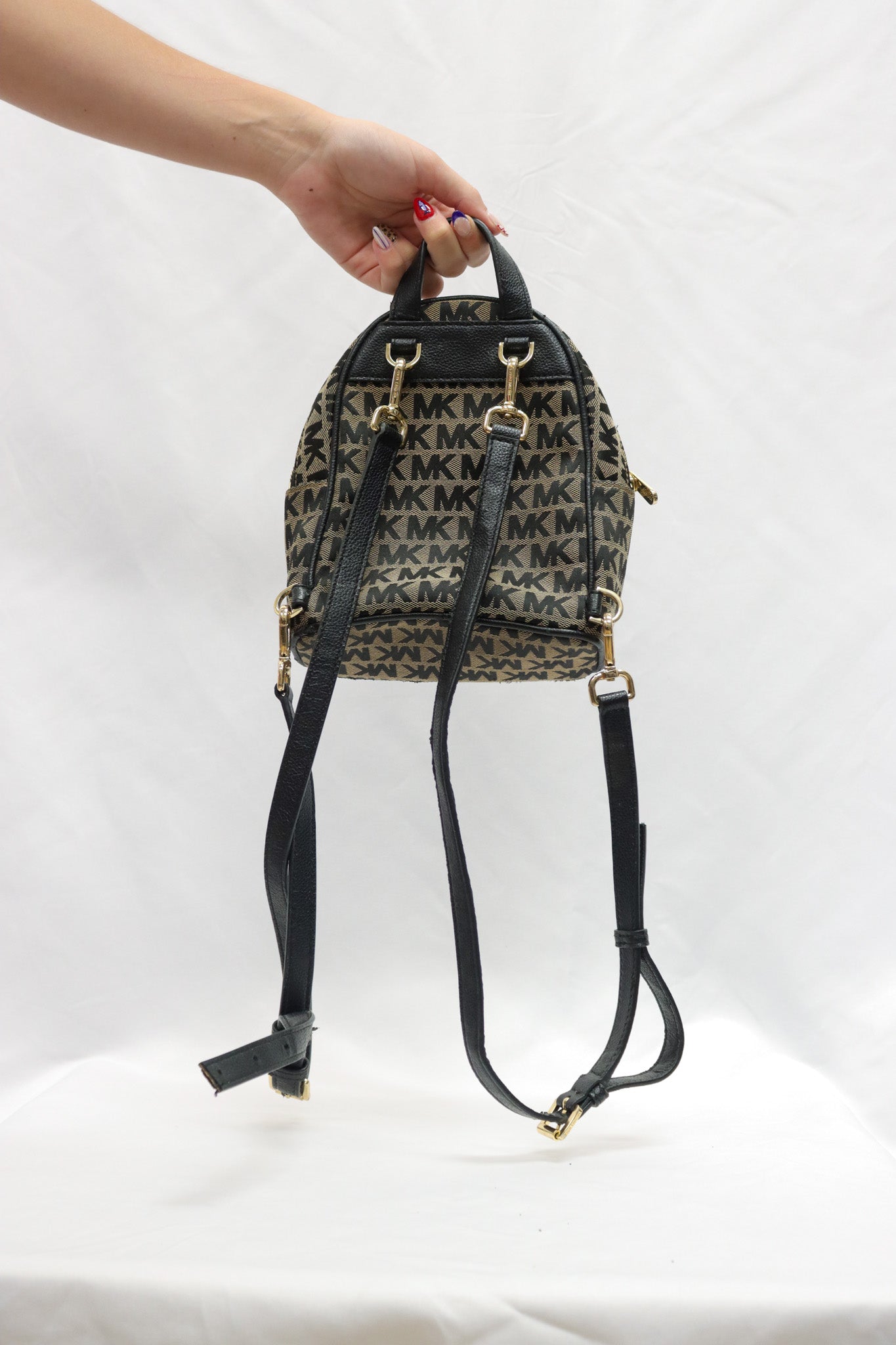 Michael Kors Beige/Black Mini Backpack