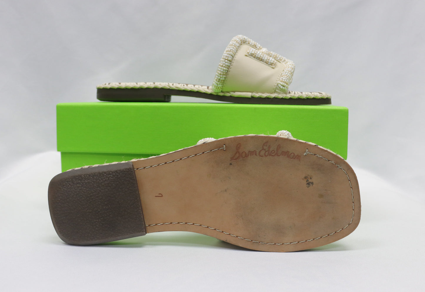 Sam Edelman Ivory Beaded Sandals Size 7