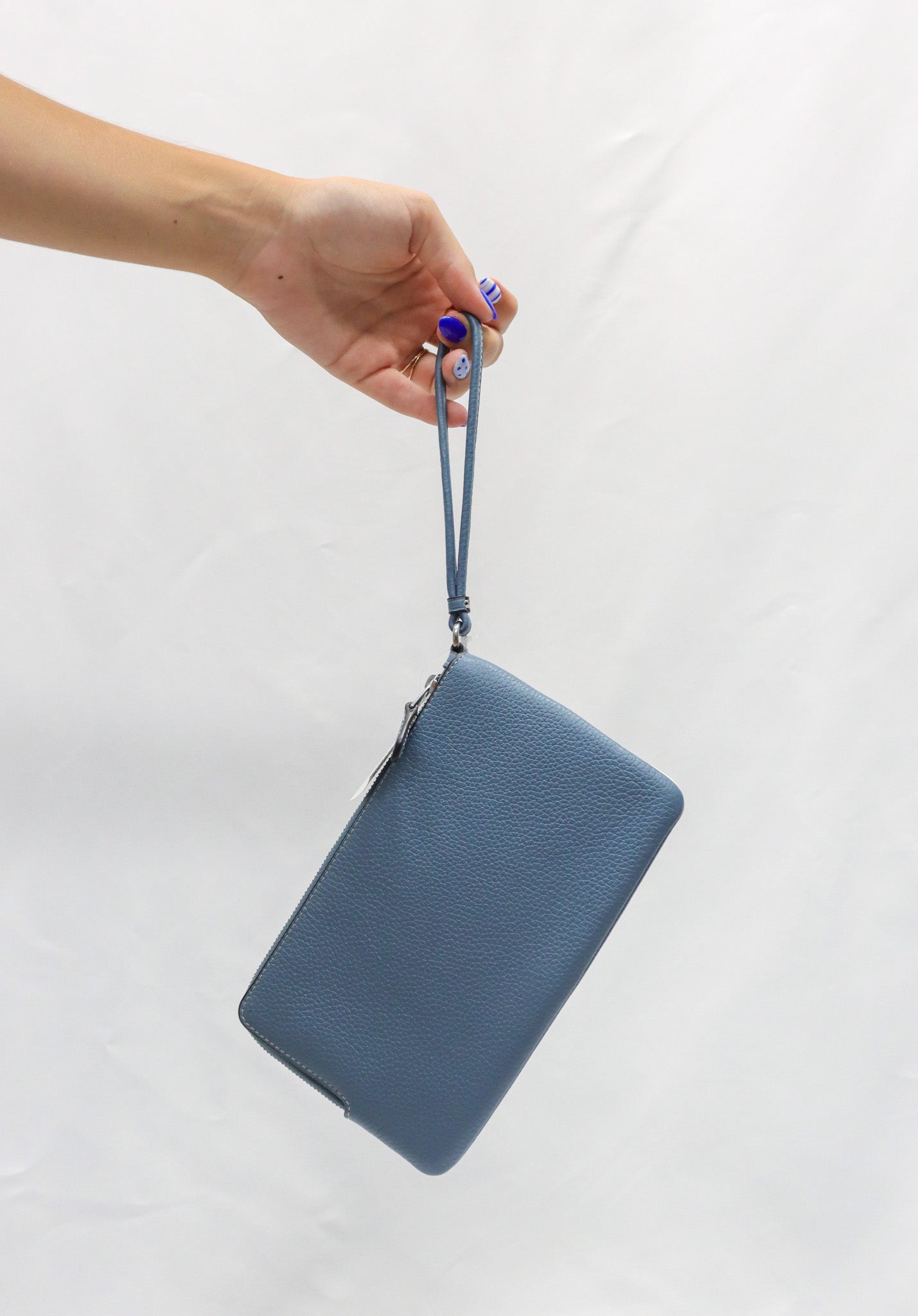 Coach White/Blue Dual Pouch Wristlet
