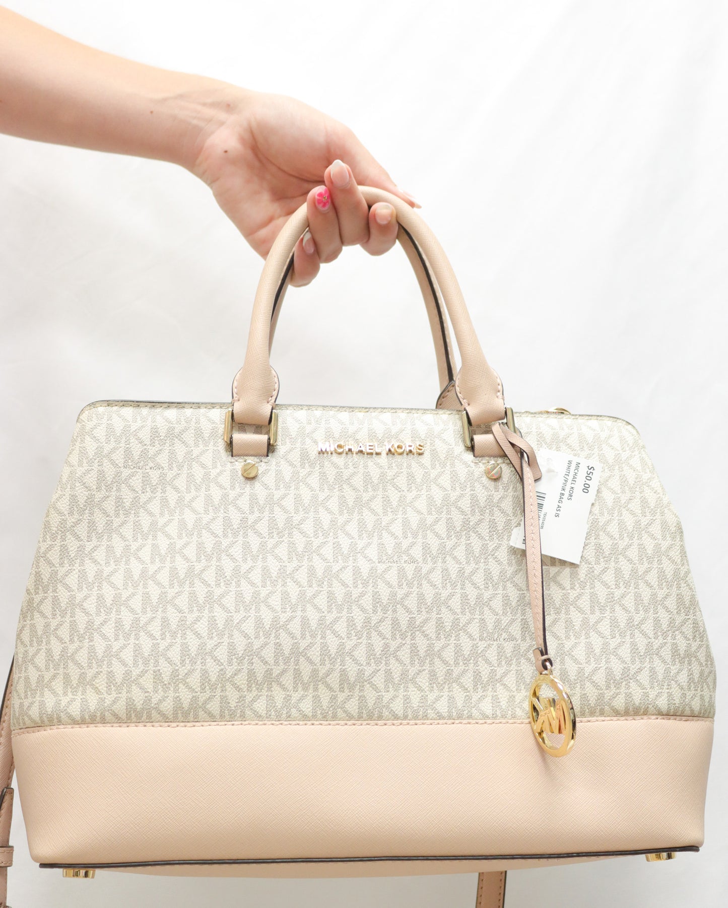 Michael Kors White/Pink Handbag As Is