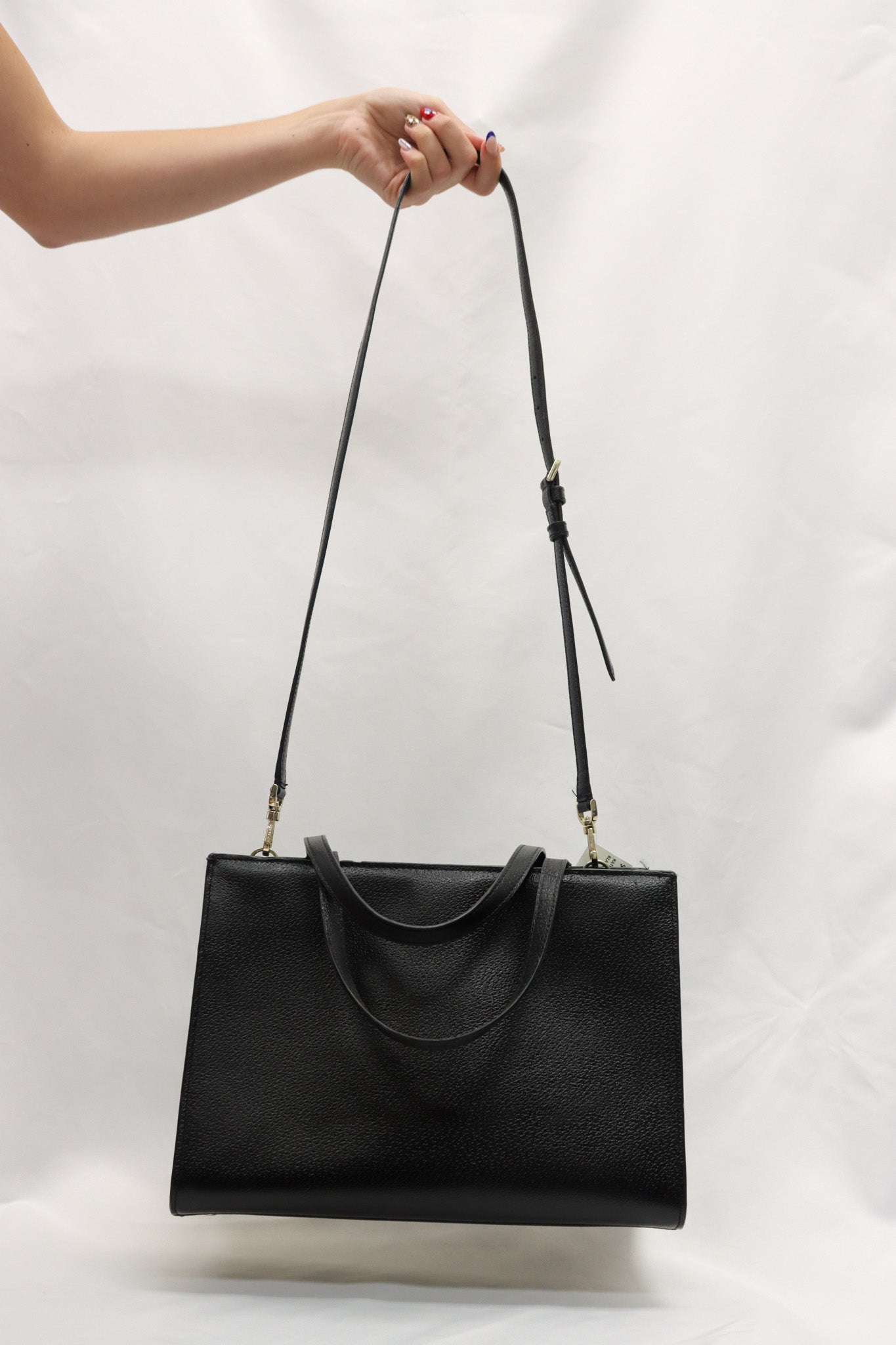 Kate Spade Black Tote w Long Stripe