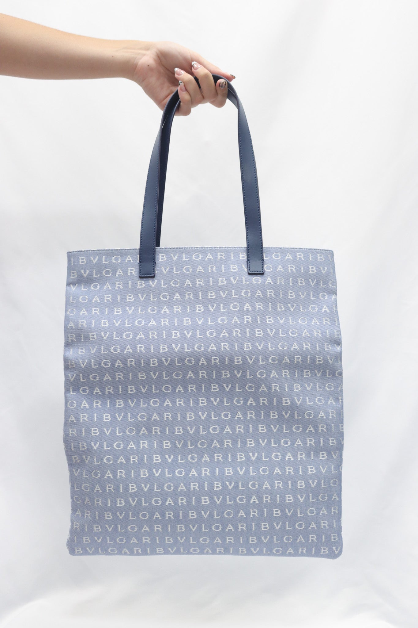 Bulgari Blue Canvas Tote Bag