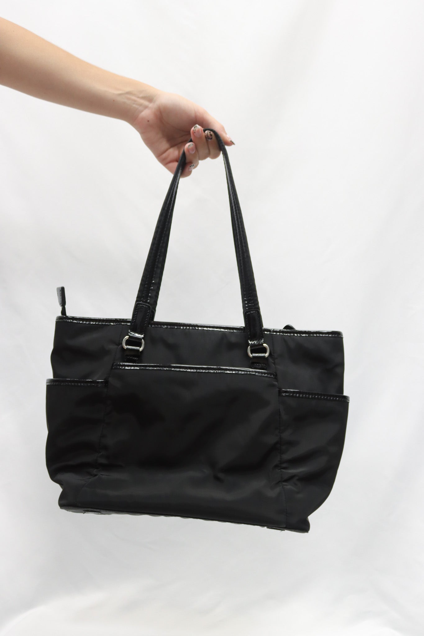 Brighton Black Nylon Pattent Tote