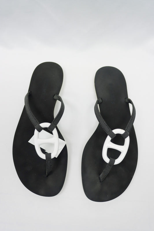 Hermes Black Sandals Size 8