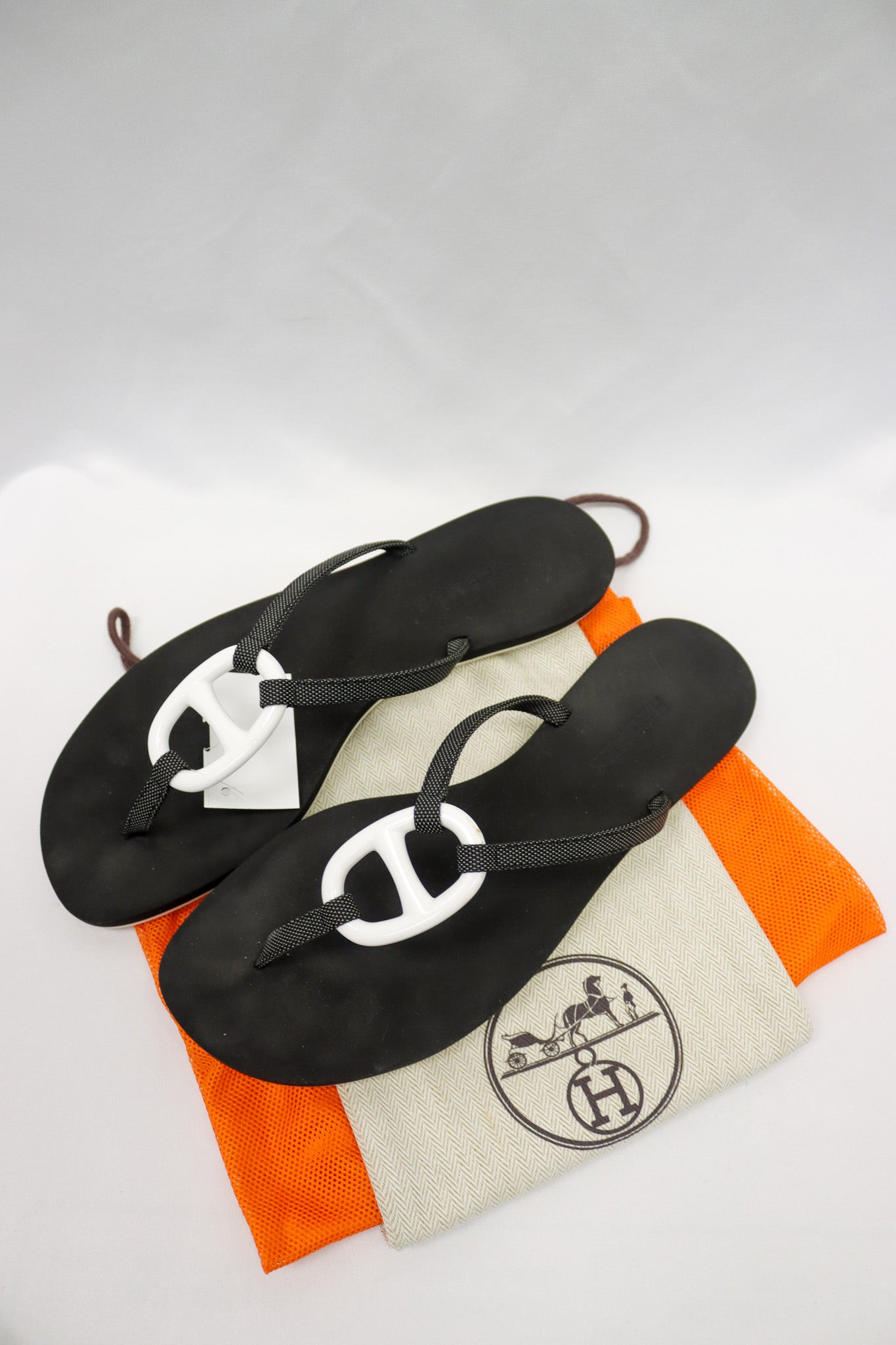 Hermes Black Sandals Size 8