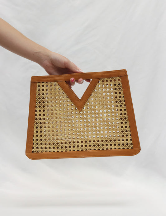 Jenn Lee Brown Straw Clutch