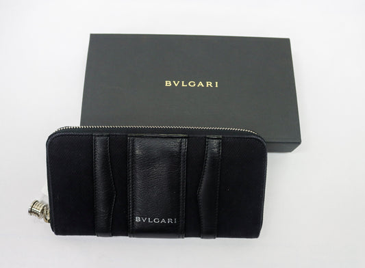 Leather and Canvas Zip Wallet
