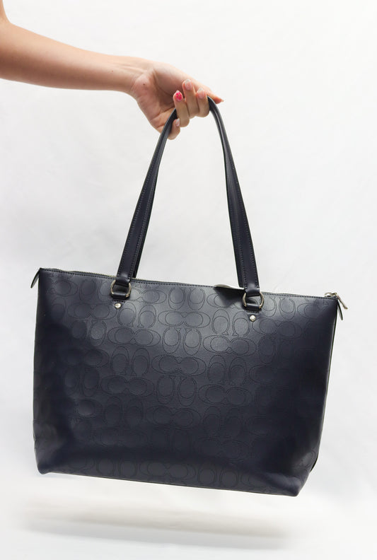 Coach Navy Signature Tote Bag