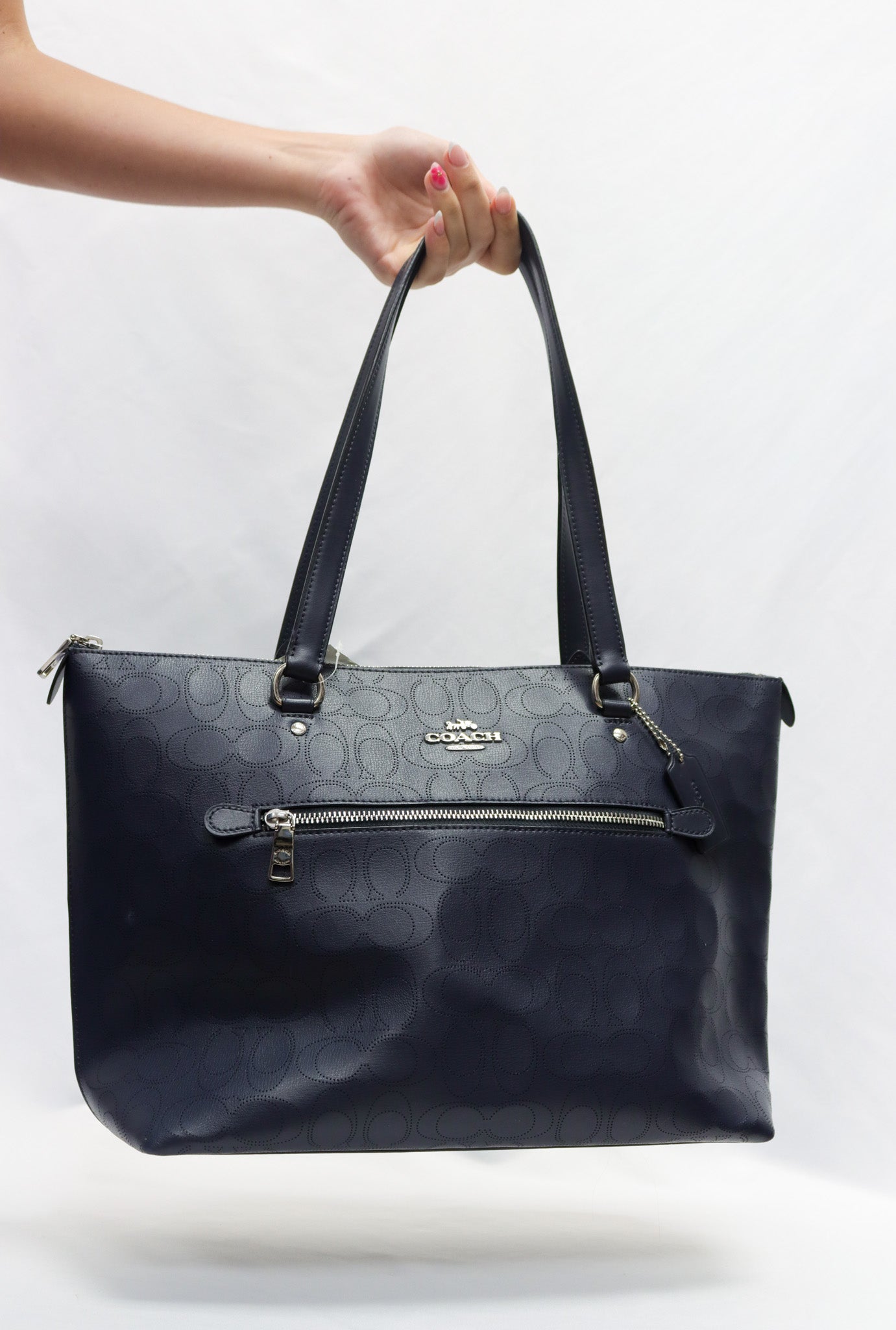 Coach Navy Signature Tote Bag