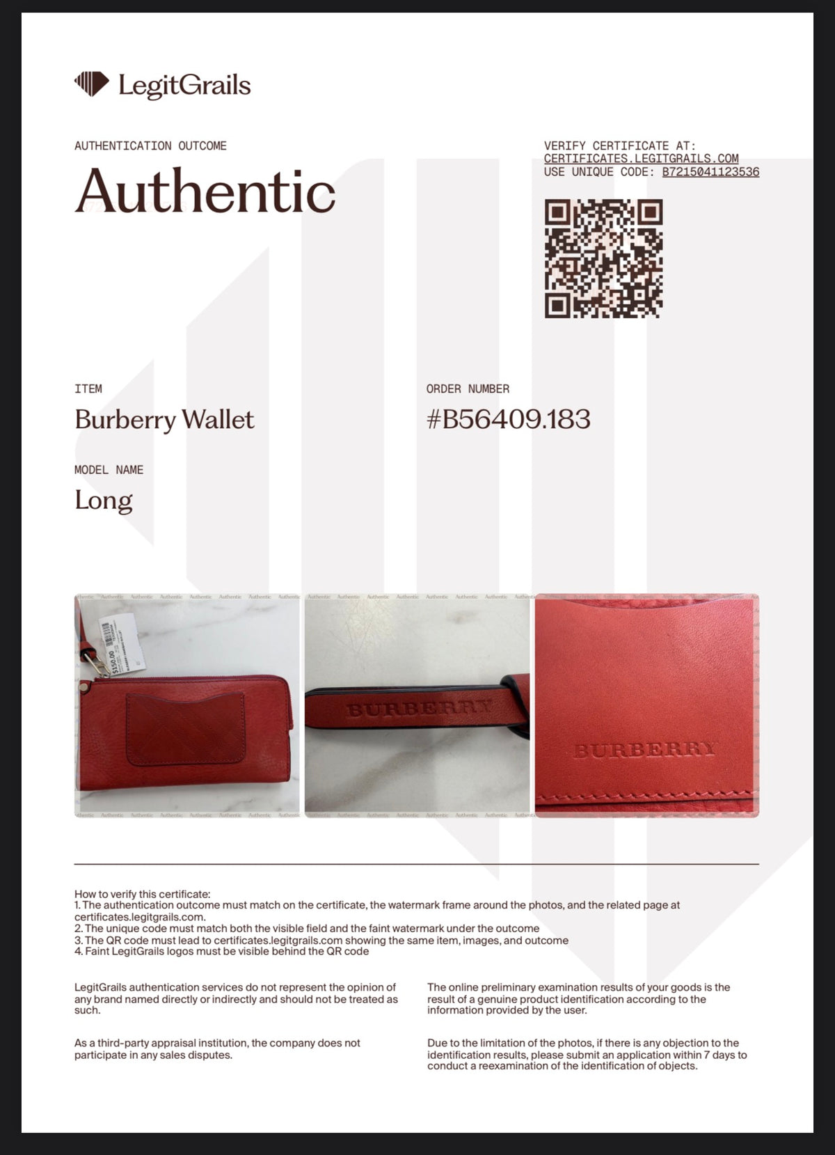 Burberry Red Wallet-Gently Used