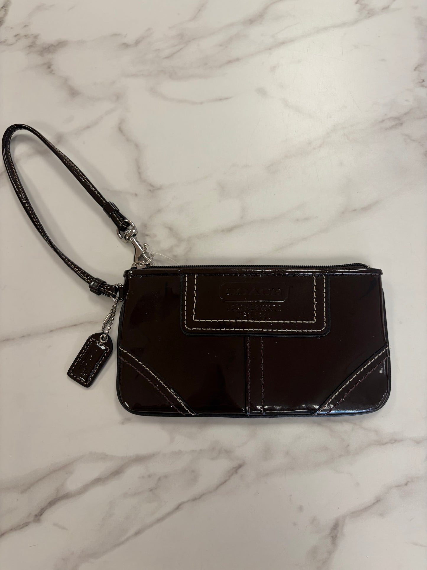 Coach Brown Patent Wristlet