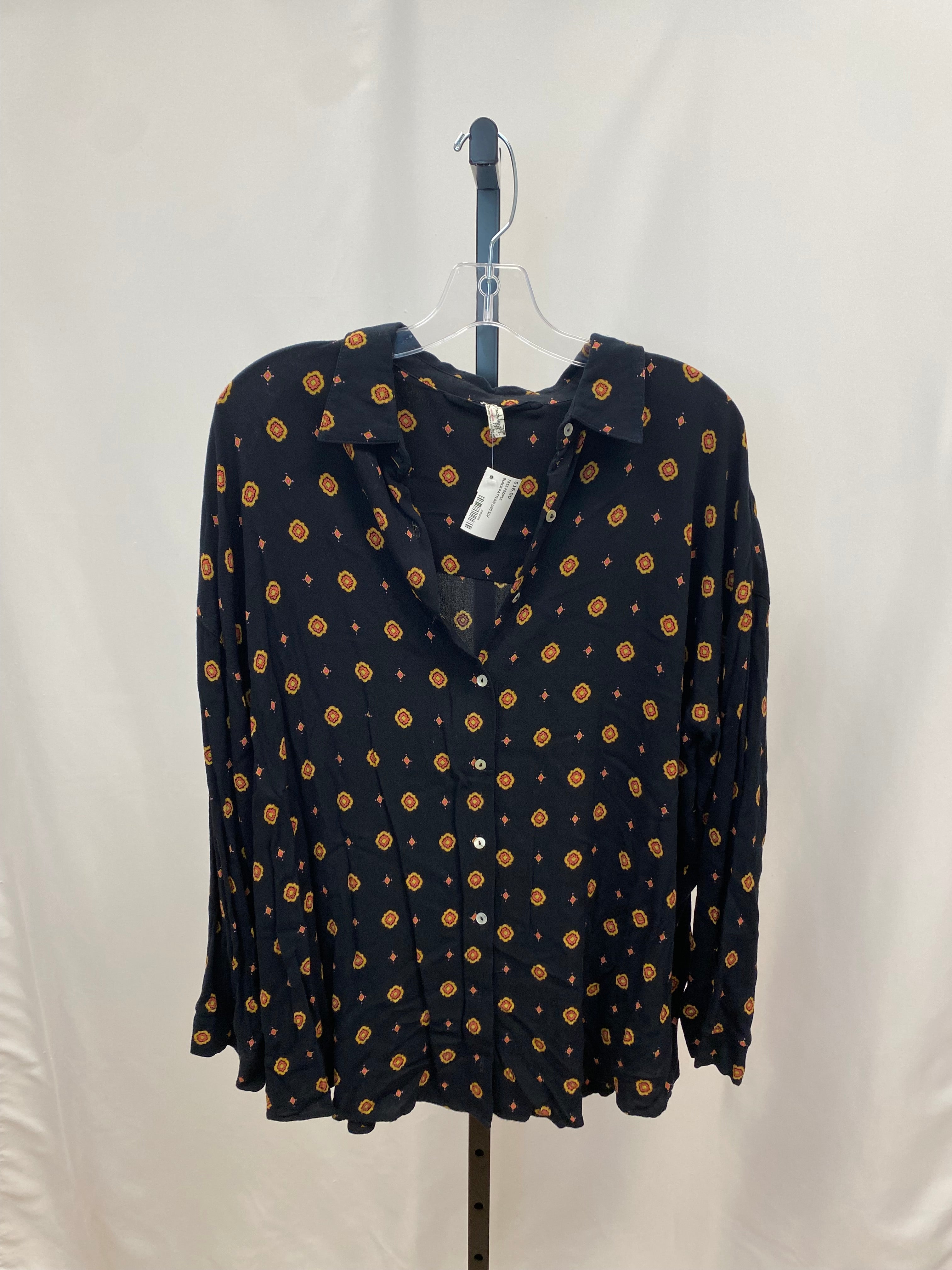 Free people black pattern longsleeve size S