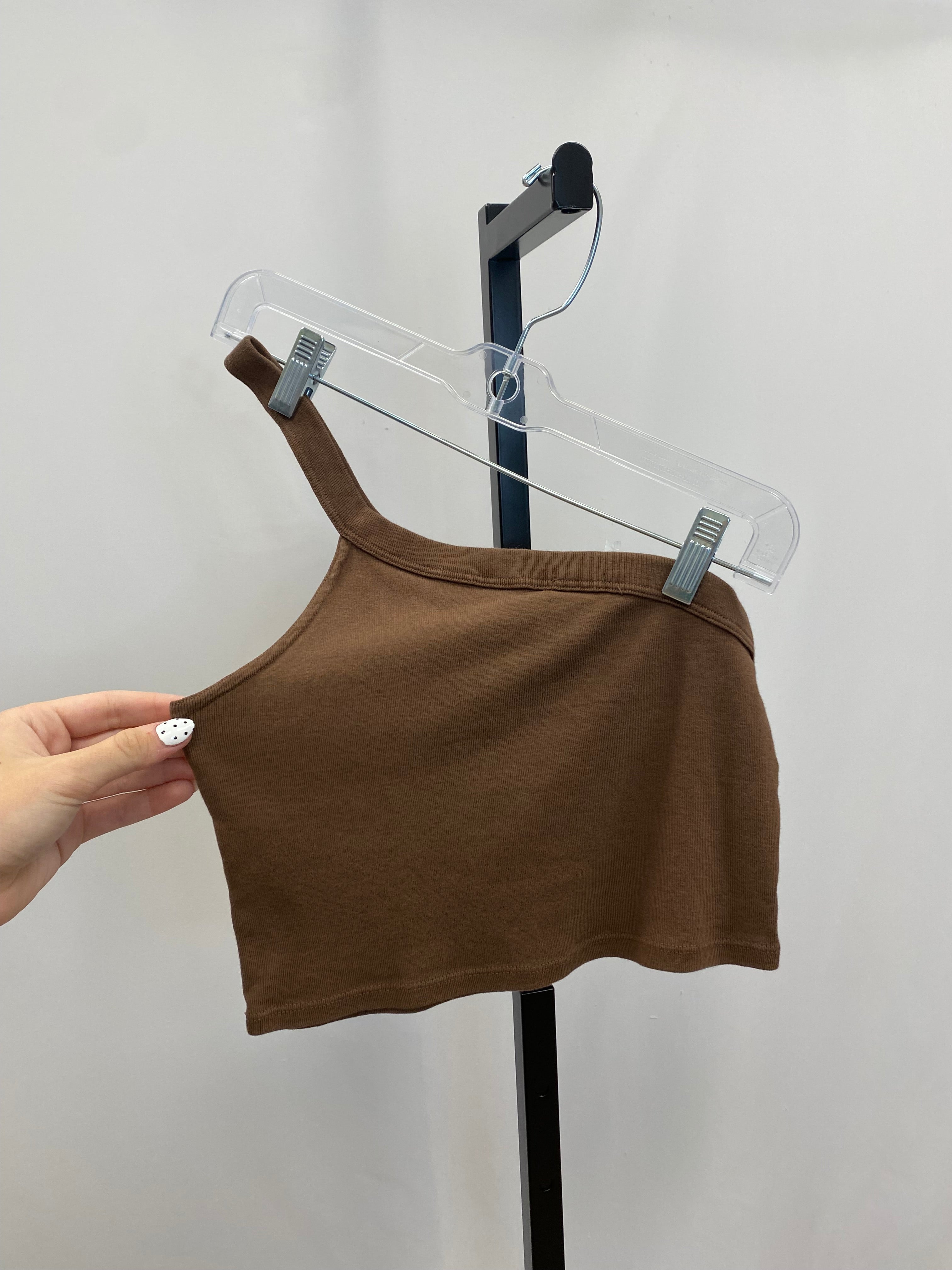 Brandy Melville brown one shoulder tank one size
