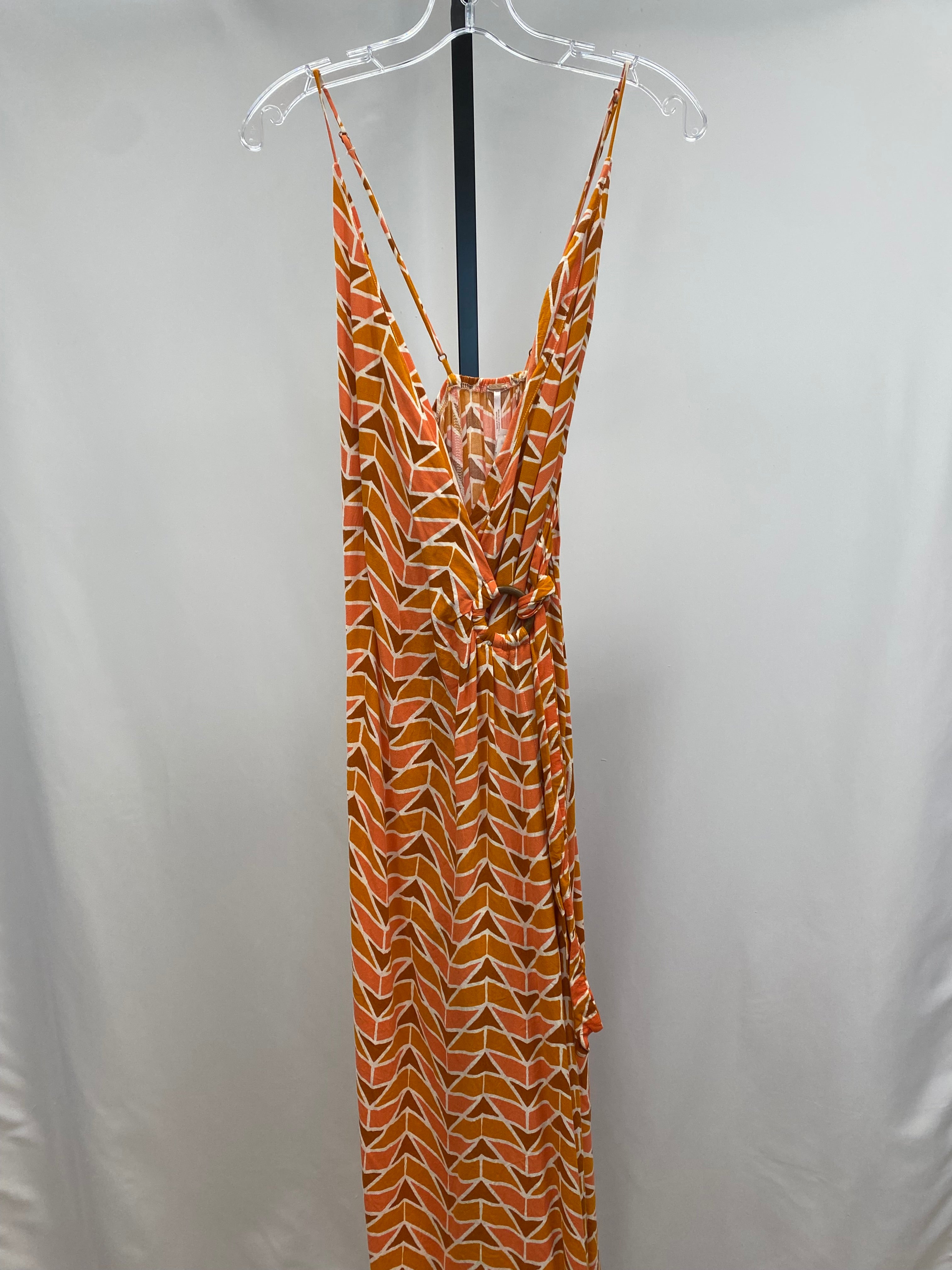 Free people orange patterned maxi dress size S