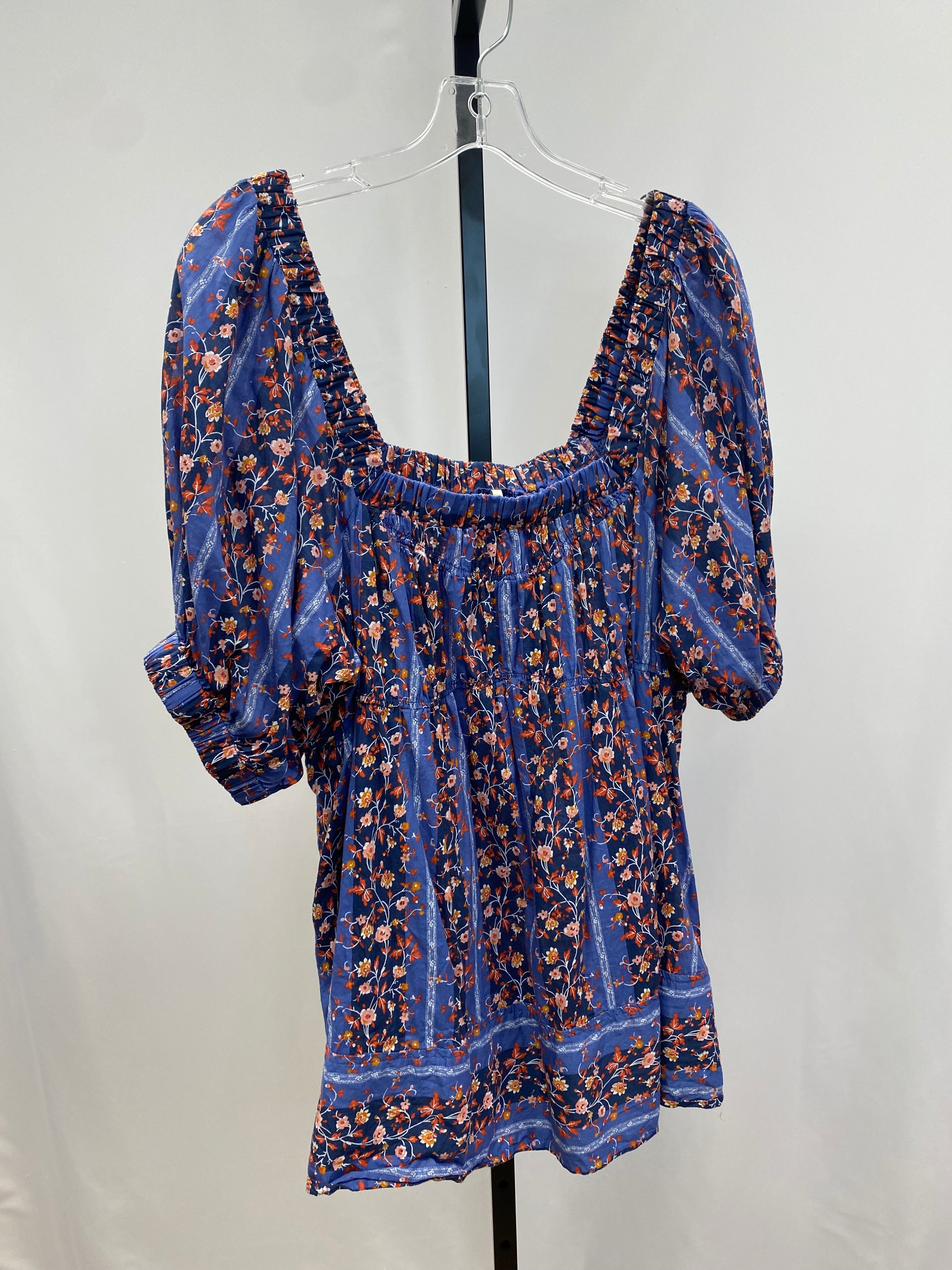 Free people blue floral puff dress size M