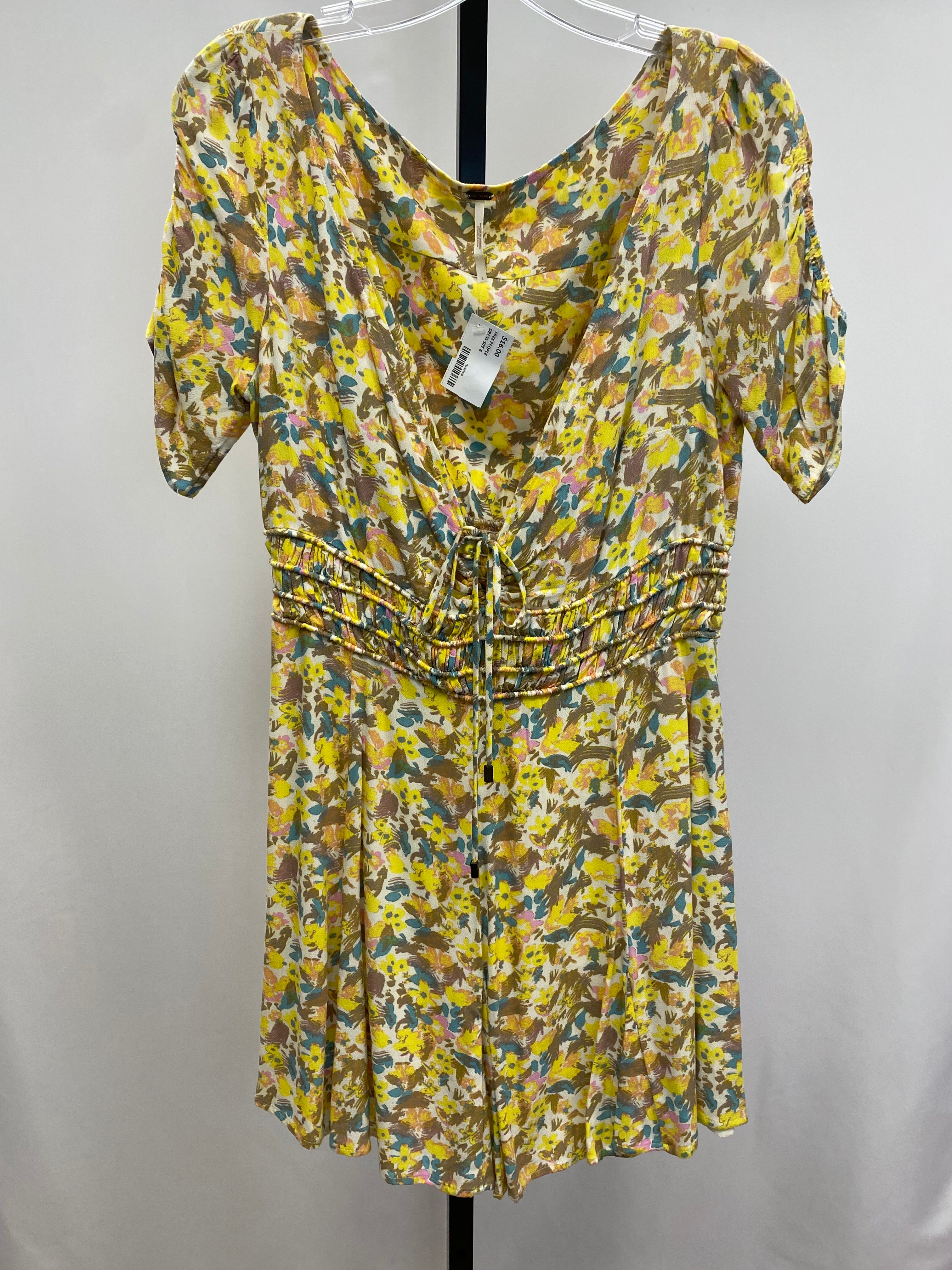 Free people yellow pattern dress size 8