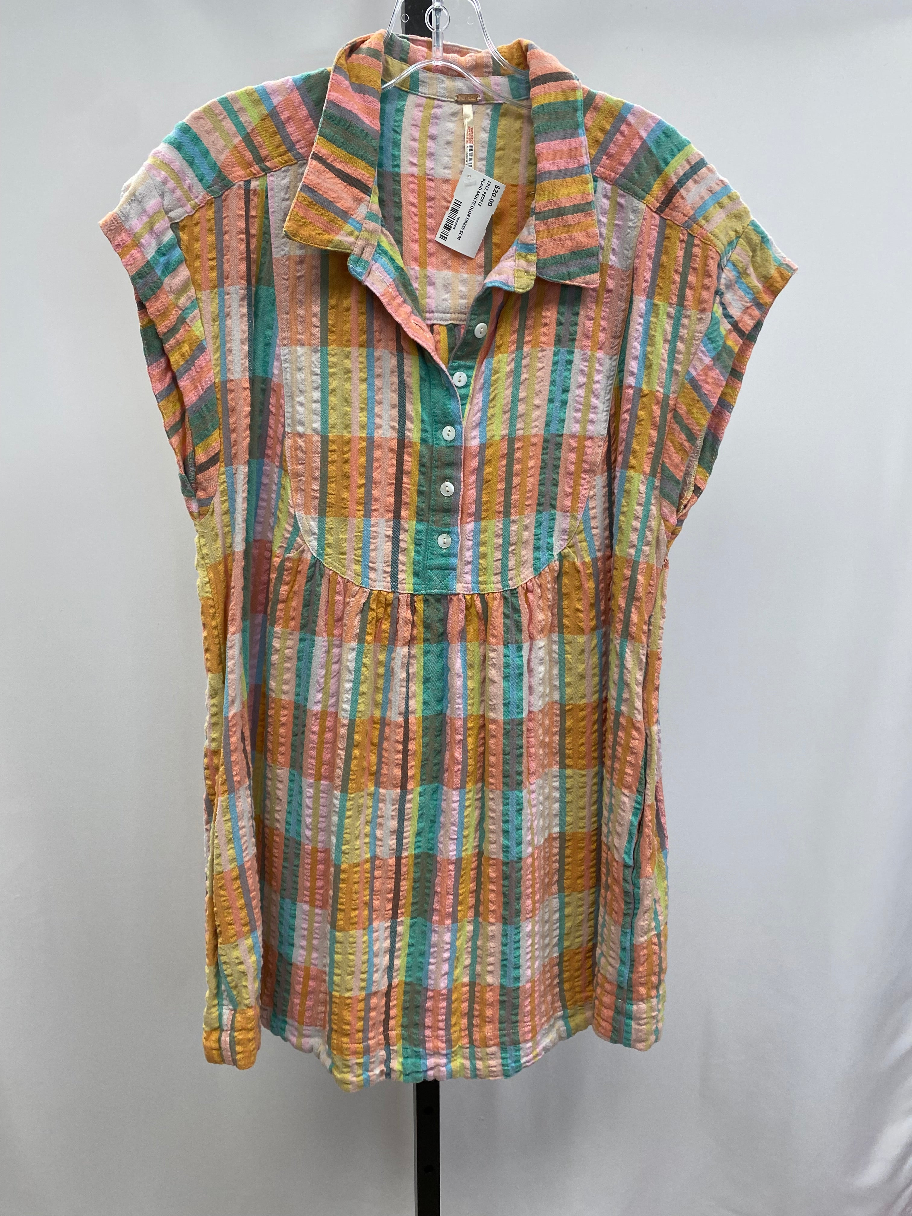 Free people plaid multicolor dress size M