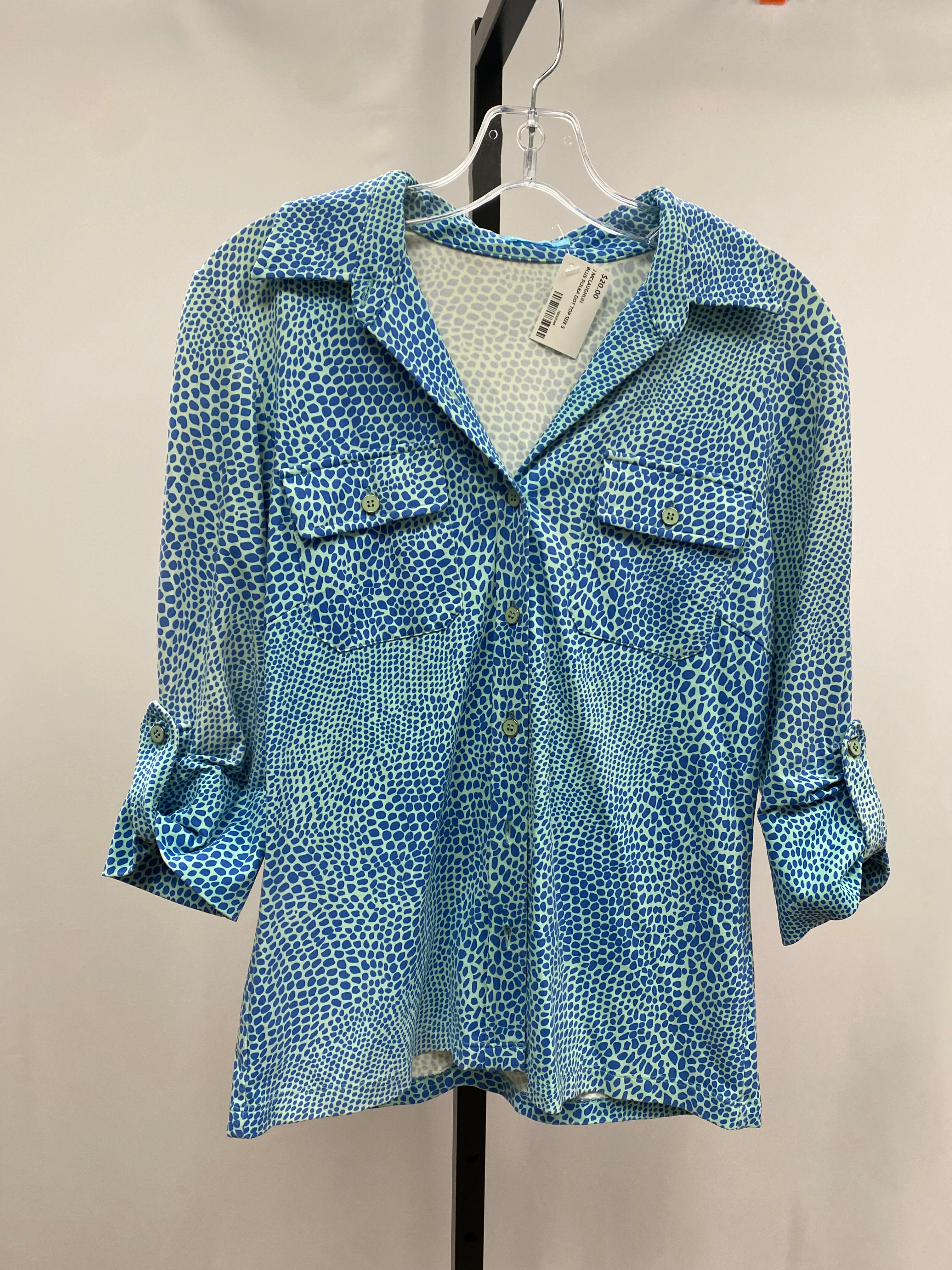 J.McLaughlin blue polka dot top size S