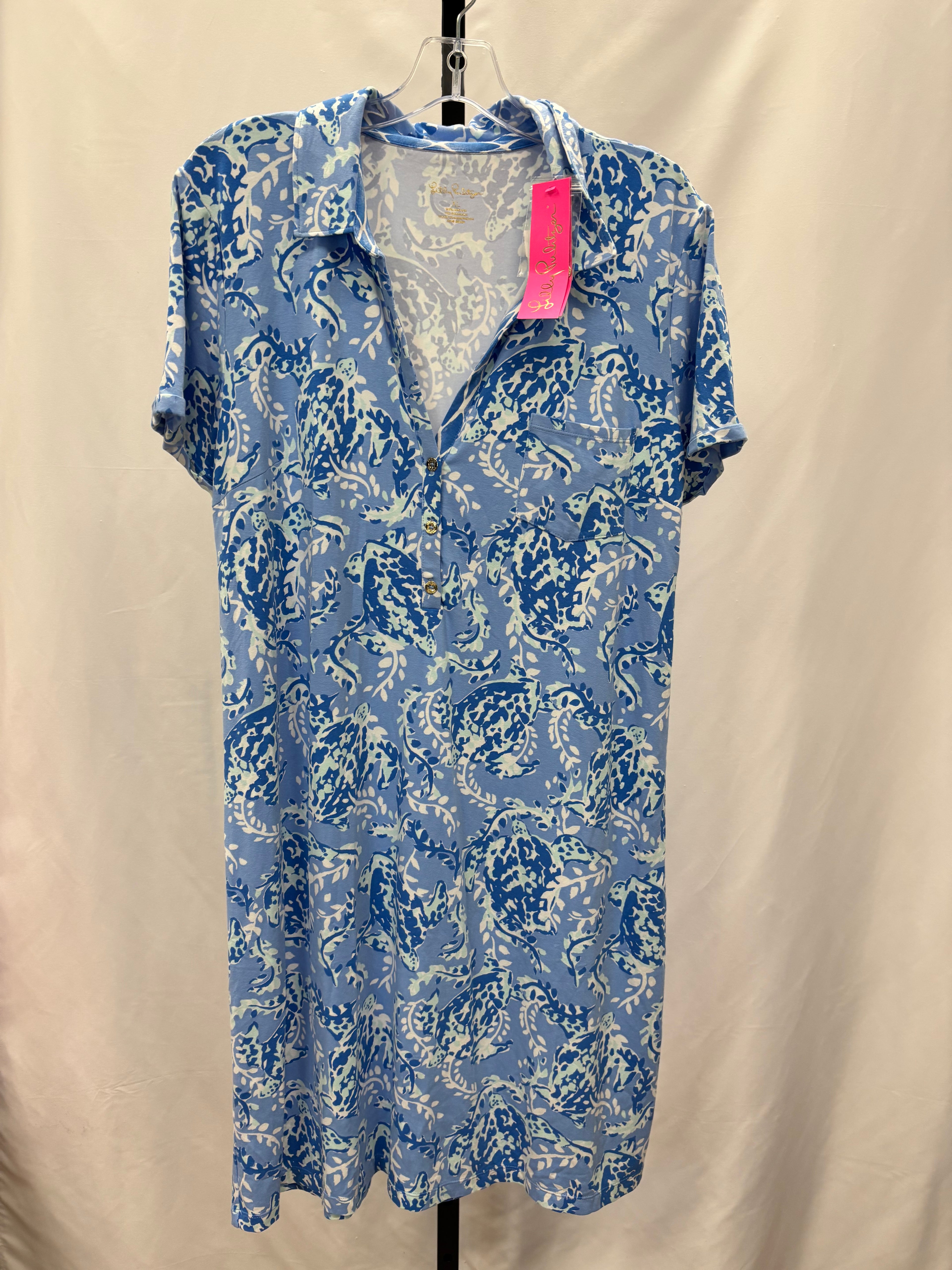Lilly Pulitzer blue turtle pattern dress size XL