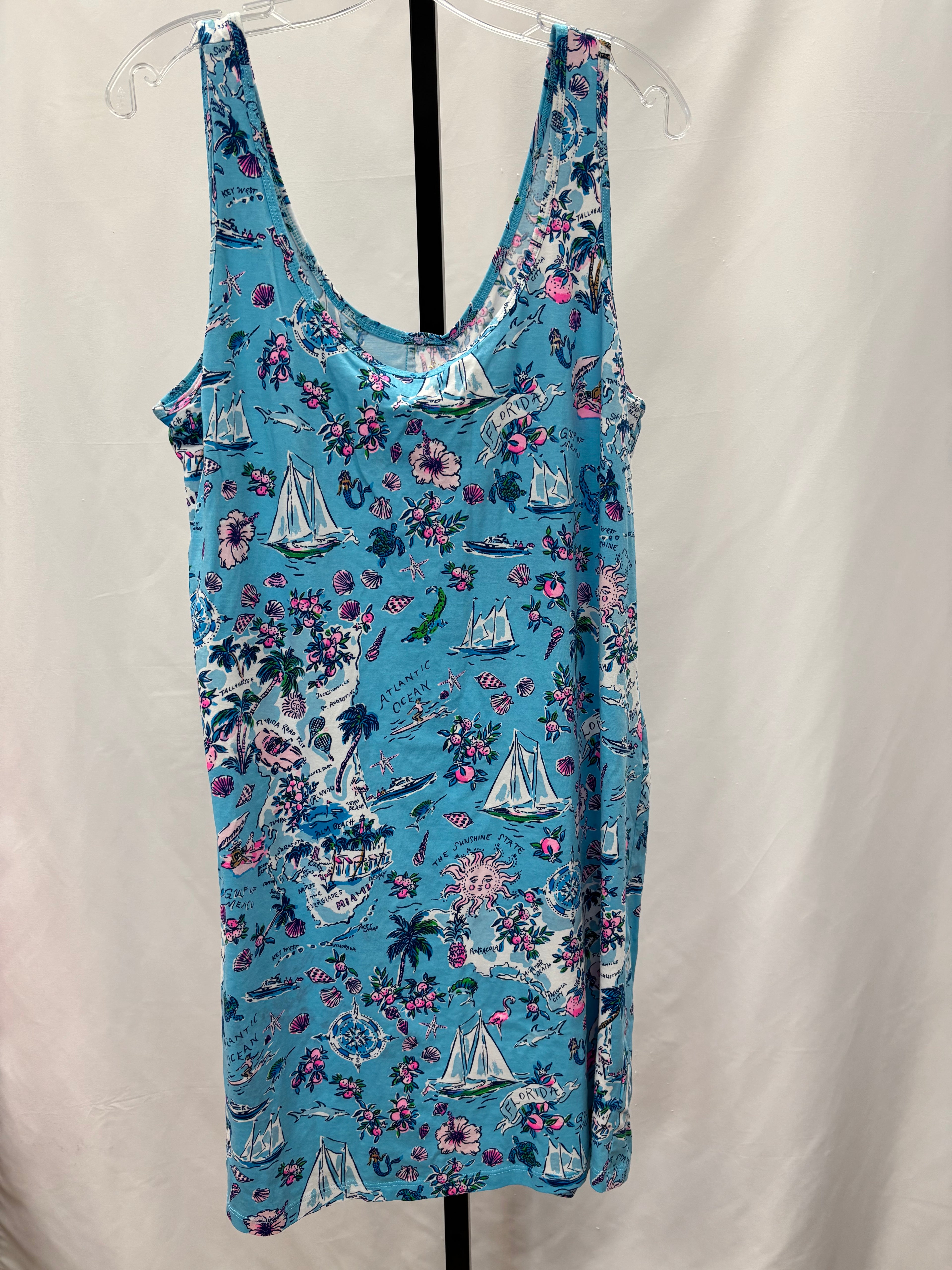 Lilly Pulitzer blue Florida pattern dress size XL