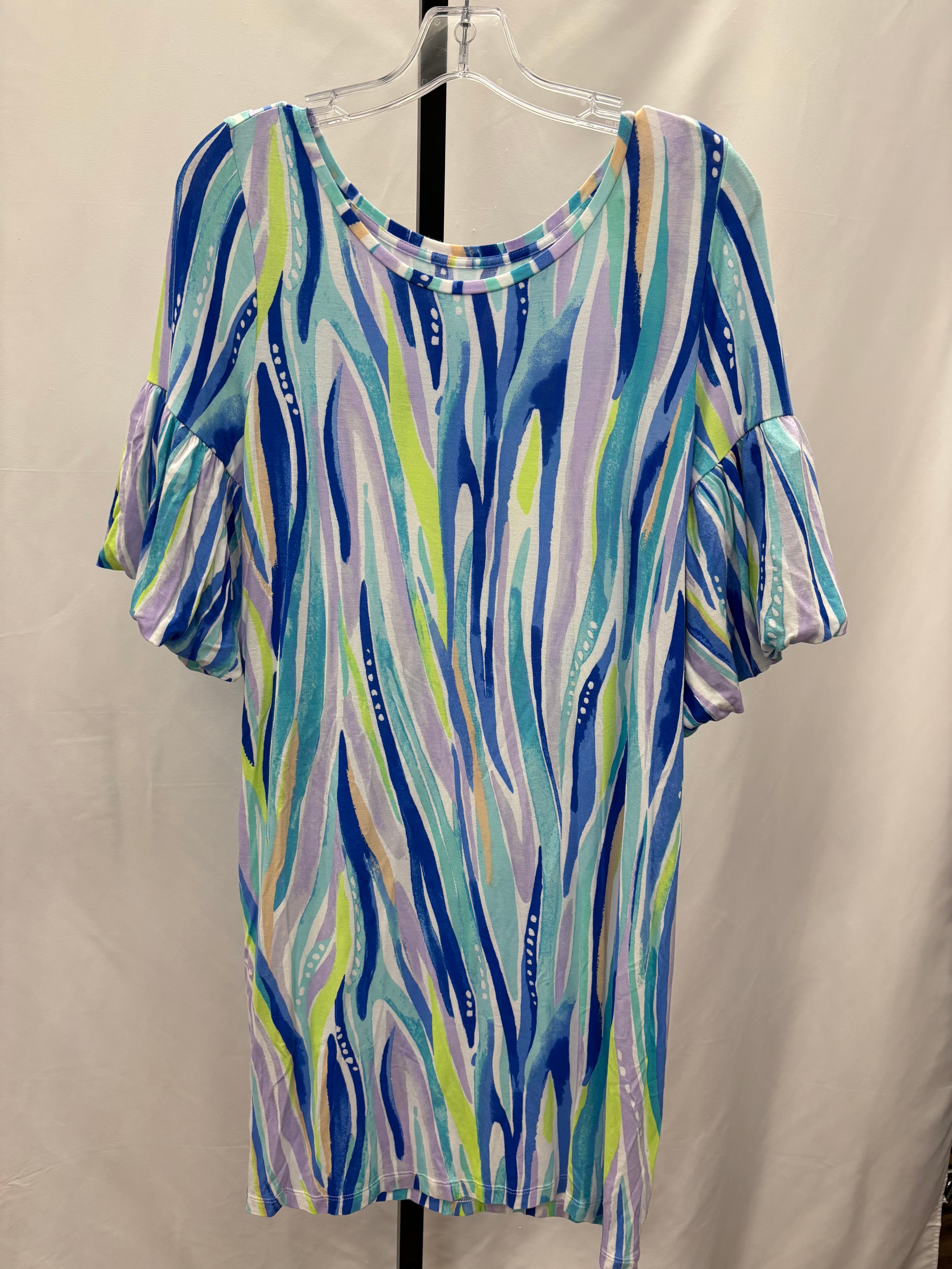 Lilly Pulitzer blue/purple puff sleeve dress size L