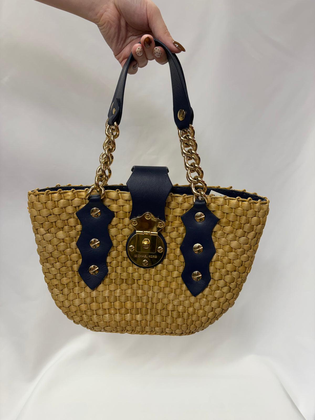 Michael Kors Santorini woven straw tote gently-used