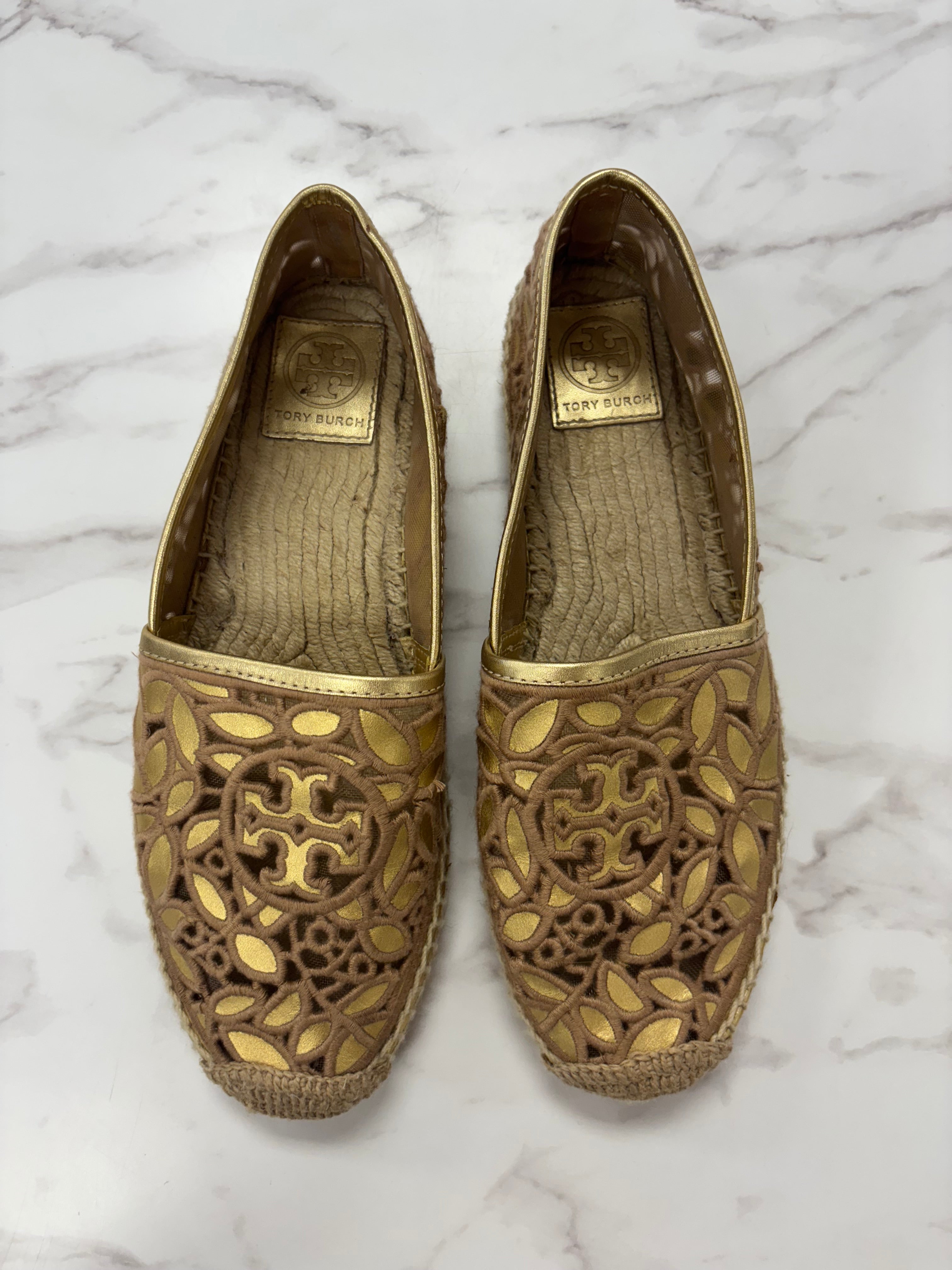 Tory Burch Rhea metallic espadrille size 9.5
