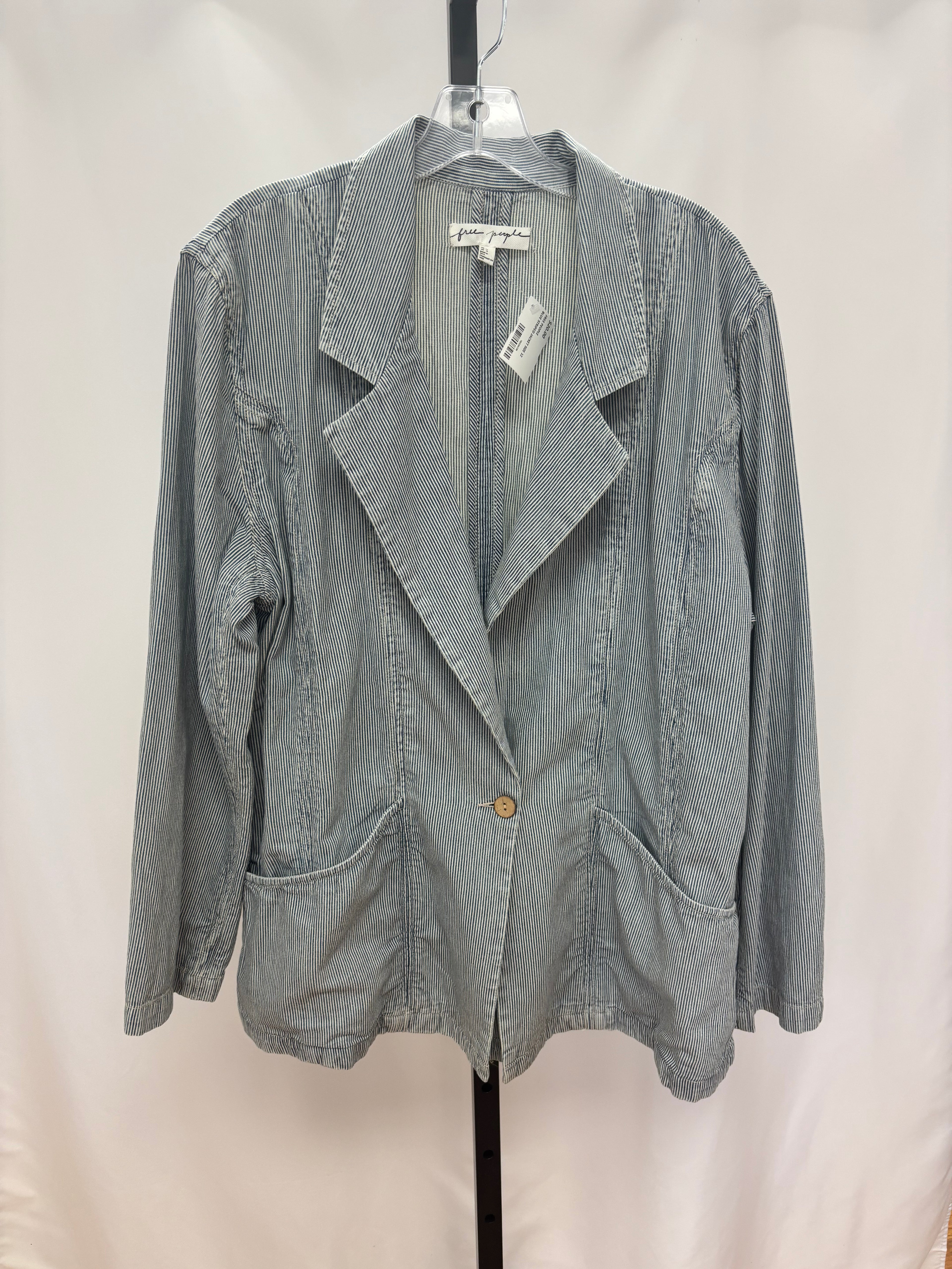 Free people blue striped jacket size 12