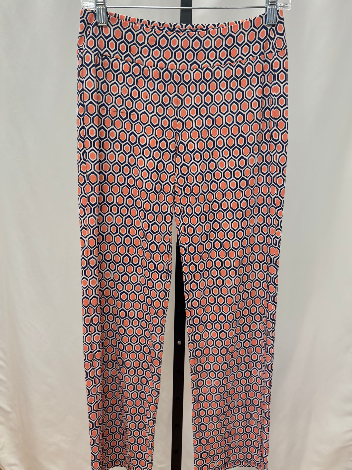J Mclaughlin pink/navy patterned pants size XS