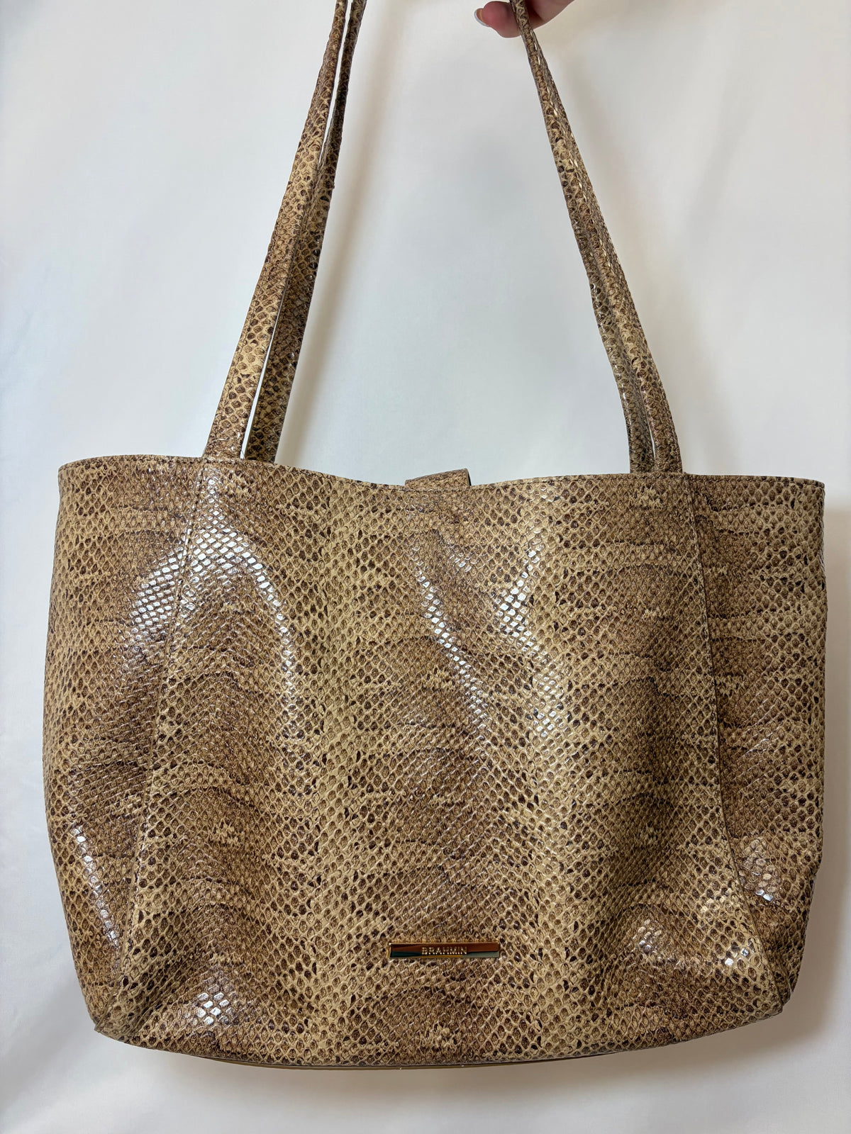 Brahmin Tan Snakeskin Tote