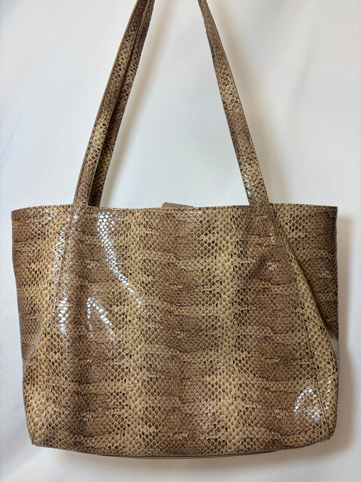 Brahmin Tan Snakeskin Tote