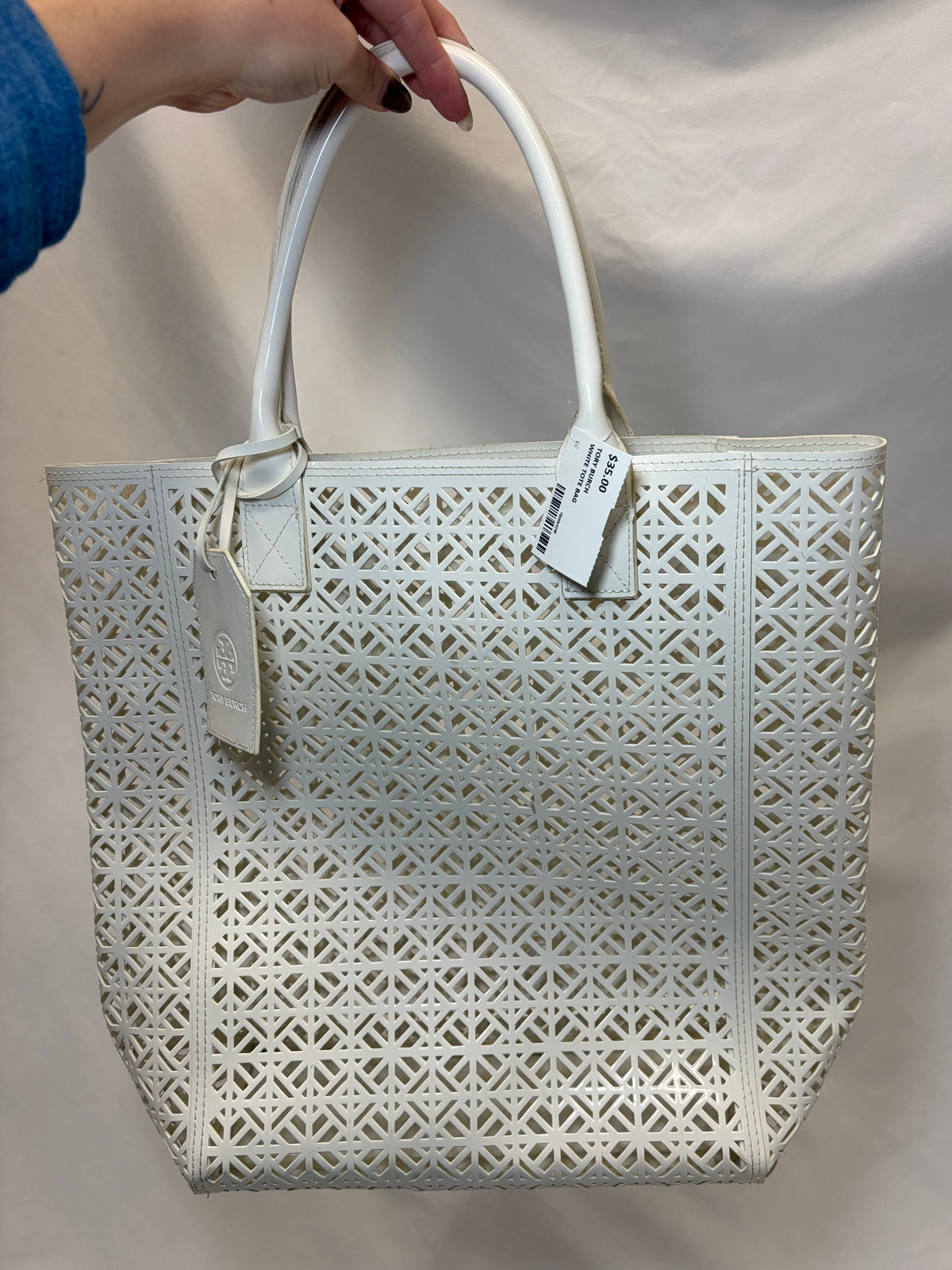 Tory Burch White Tote Bag-Gently Used