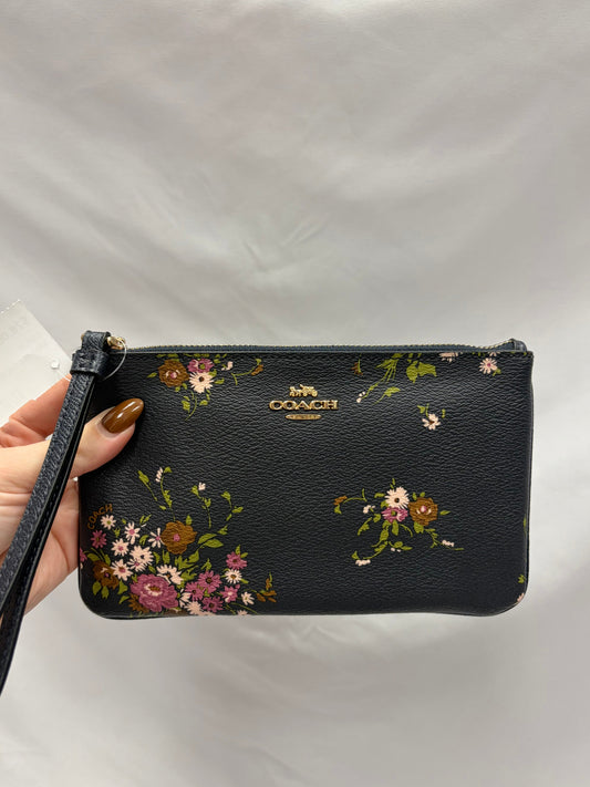 Coach Navy Floral Wristlet-Gently Used