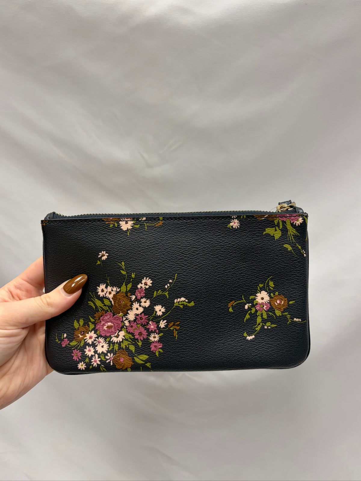 Coach Navy Floral Wristlet-Gently Used