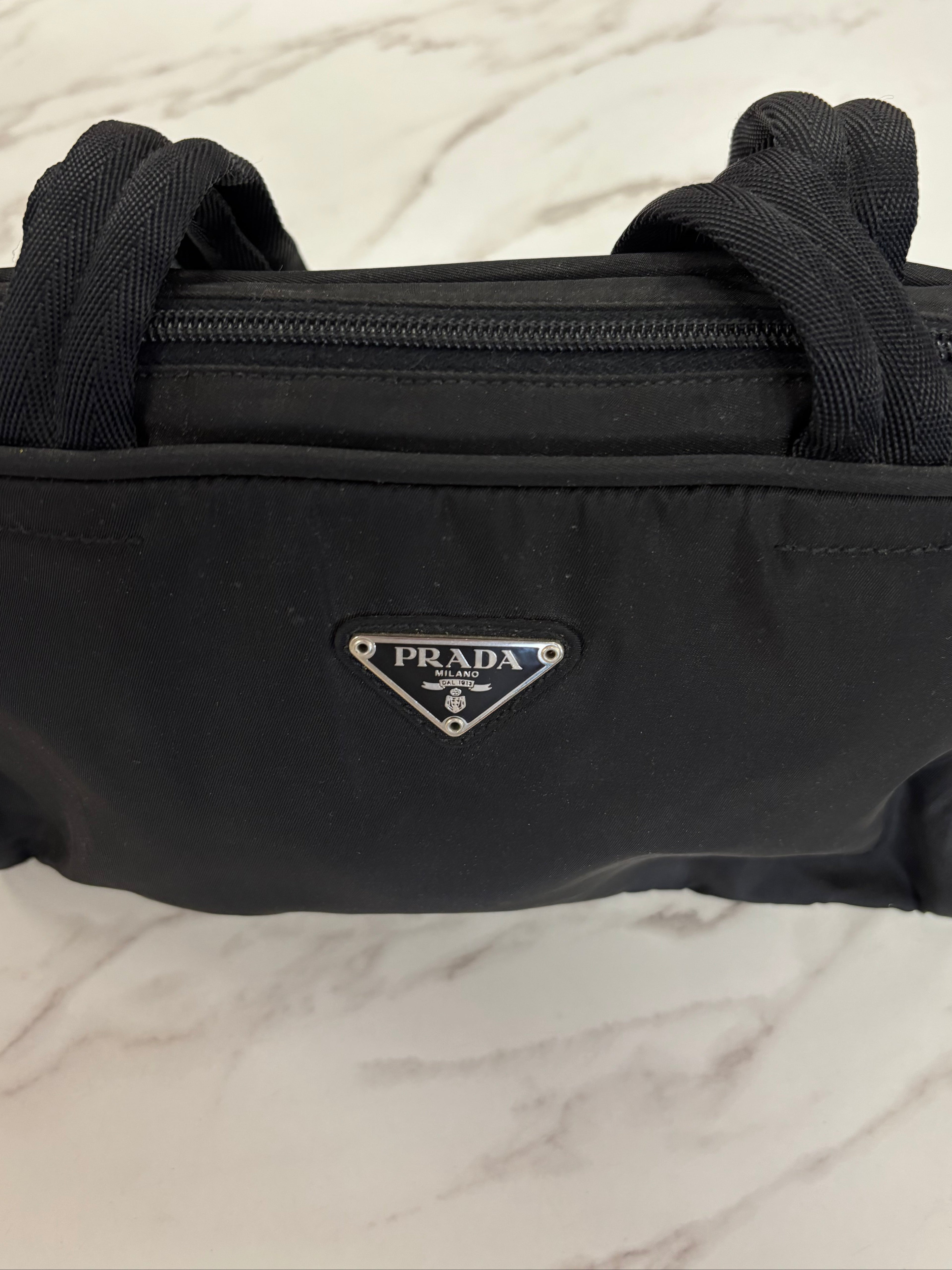 Prada black nylon Boston bag
