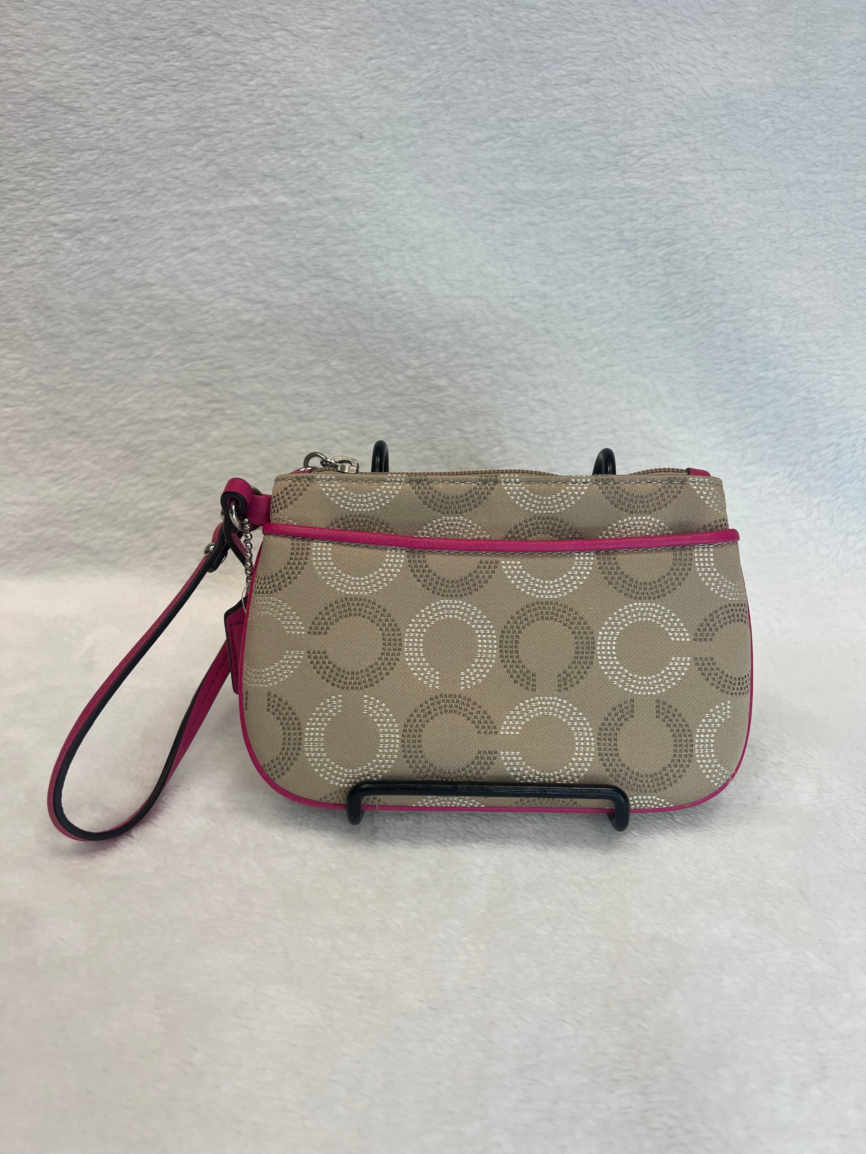 Coach Beige Vintage/ Pink Wristlet