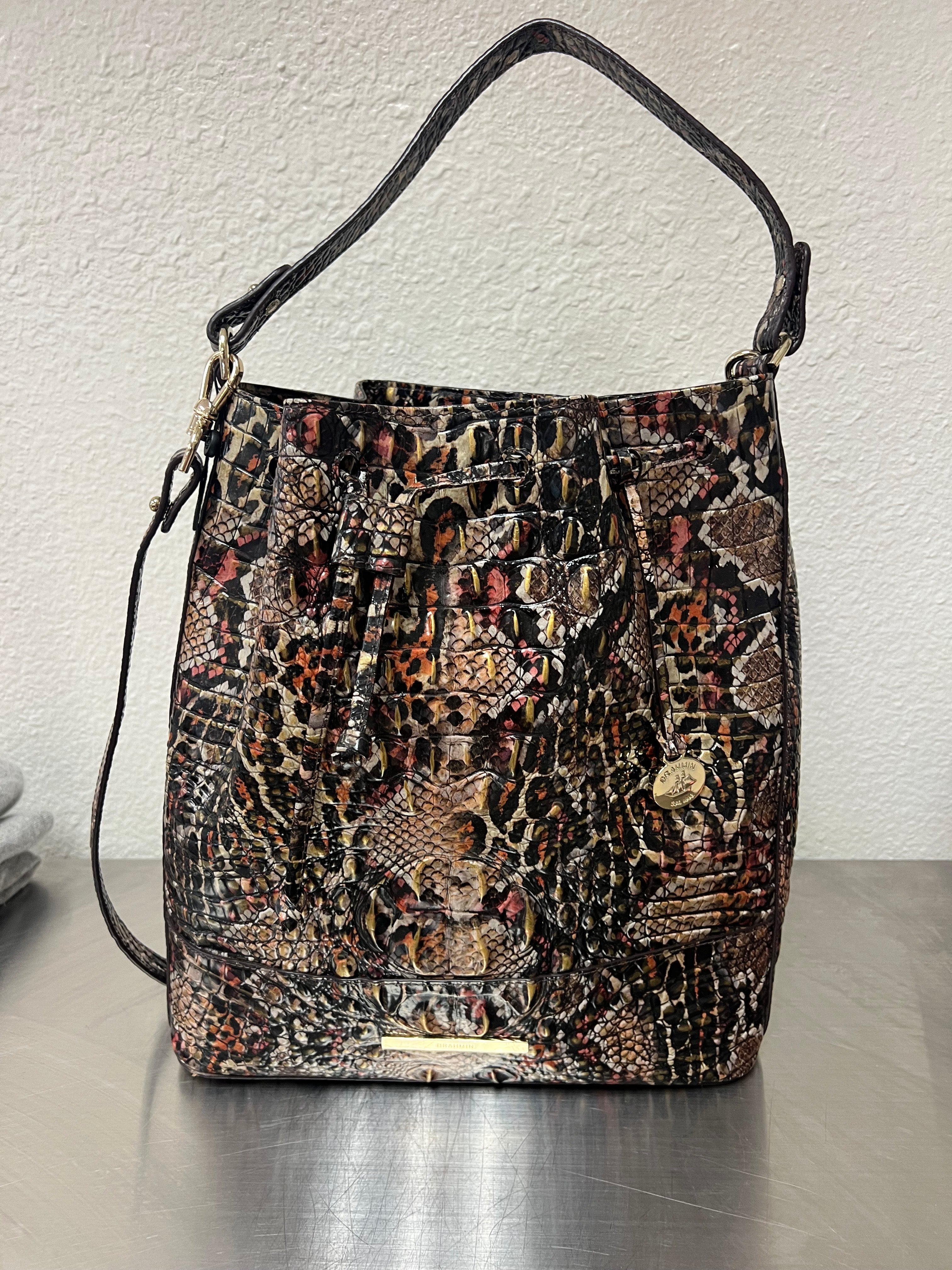 Brahmin Leopard Melbourne Bucket Bag