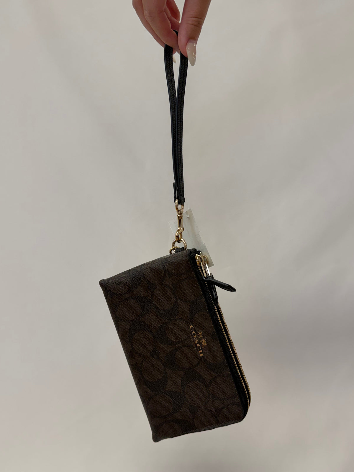 Coach Brown Monogram Wristlet-Gently Used