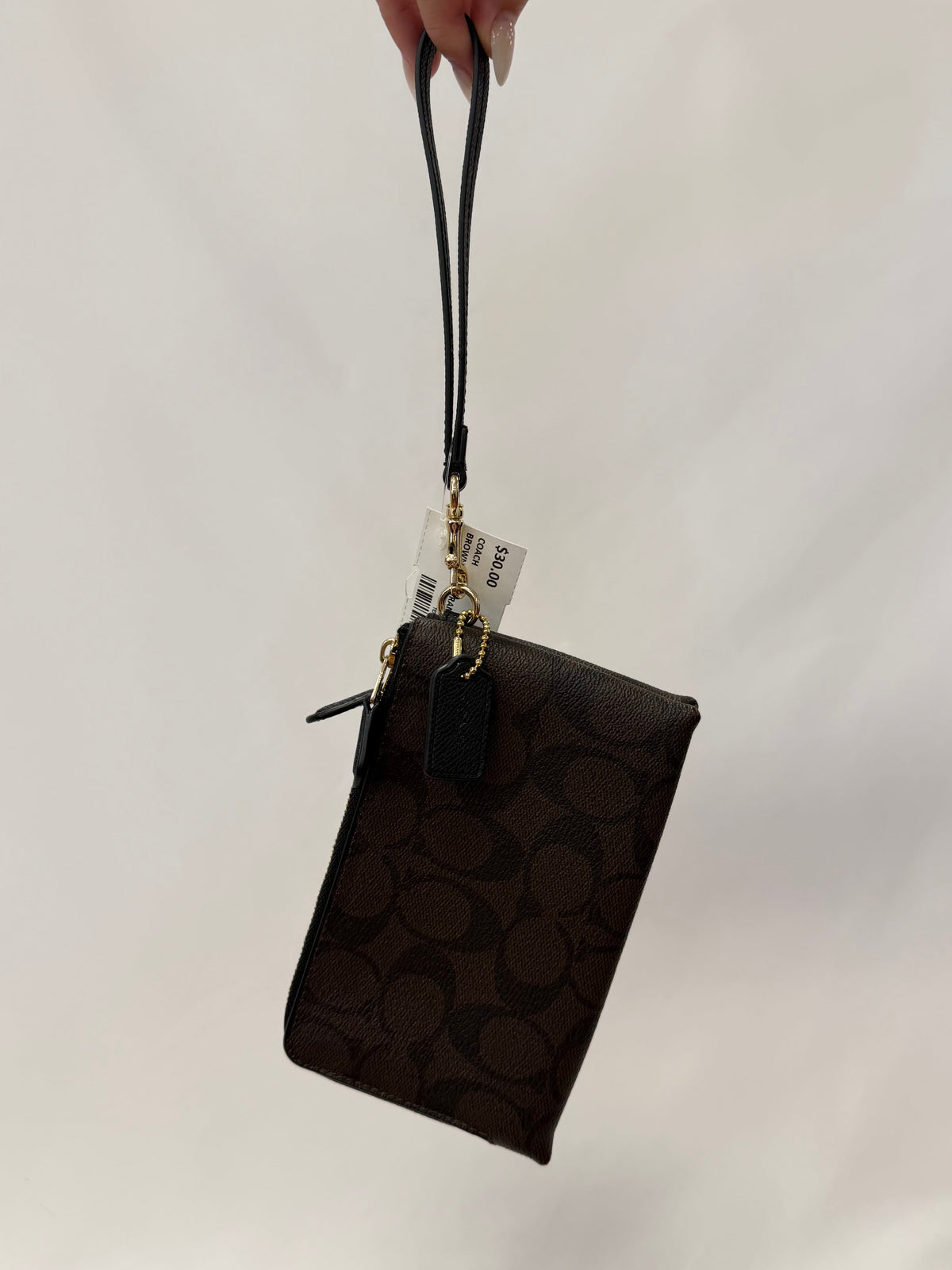Coach Brown Monogram Wristlet-Gently Used