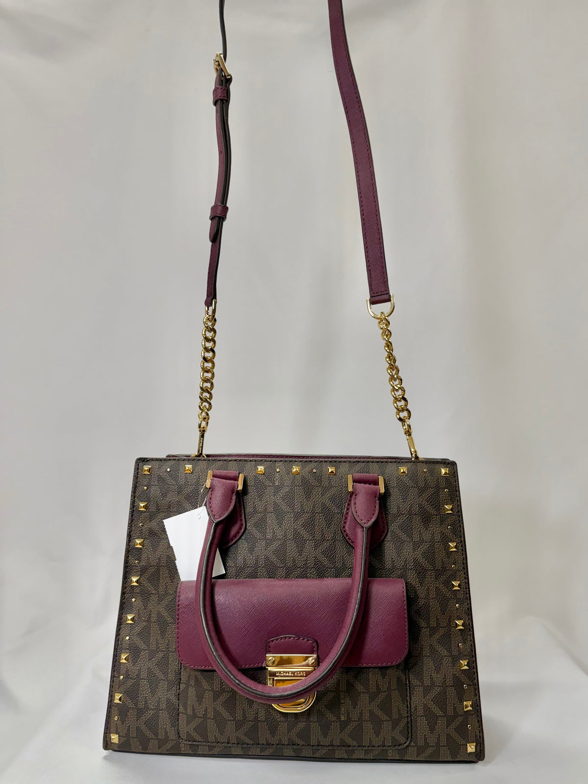 Michael Kors Brown Bridgette Studded Tote Bag-Gently Used