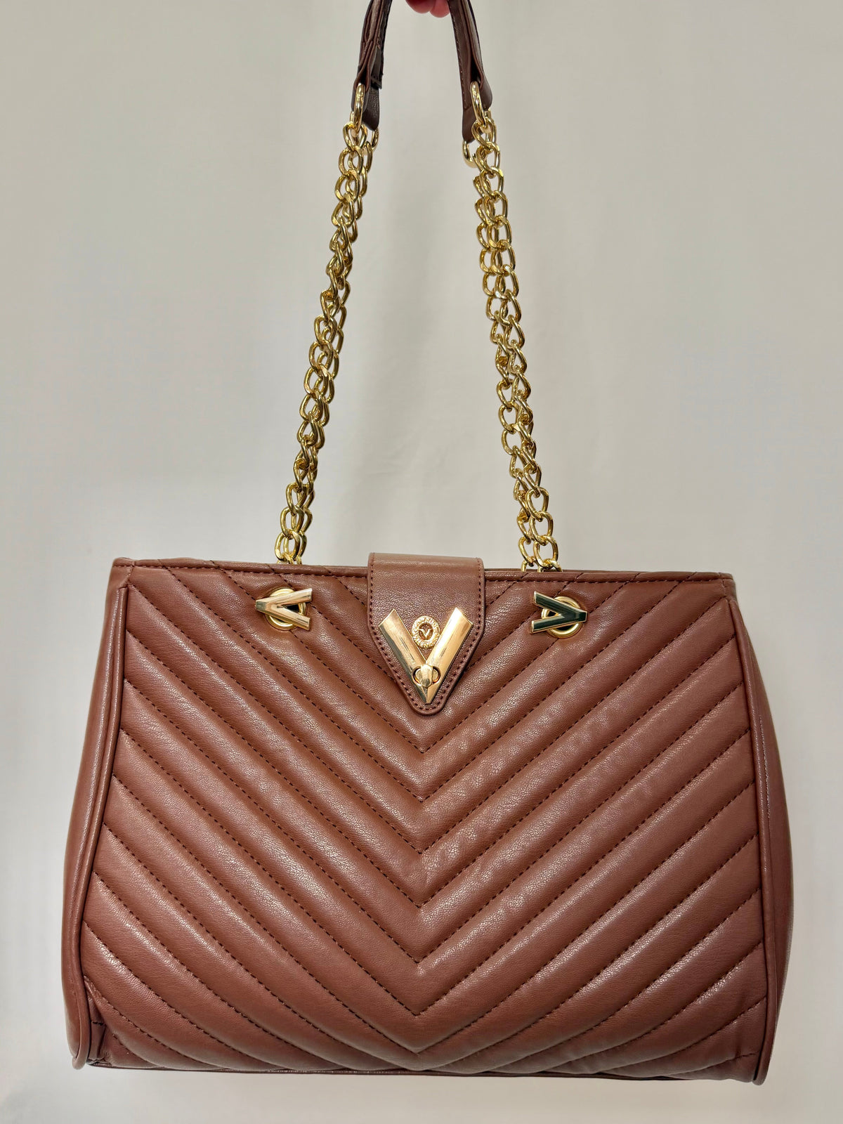 Valentino Orlandi Brown Quilted Shoulder/Crossbody Bag-Gently Used