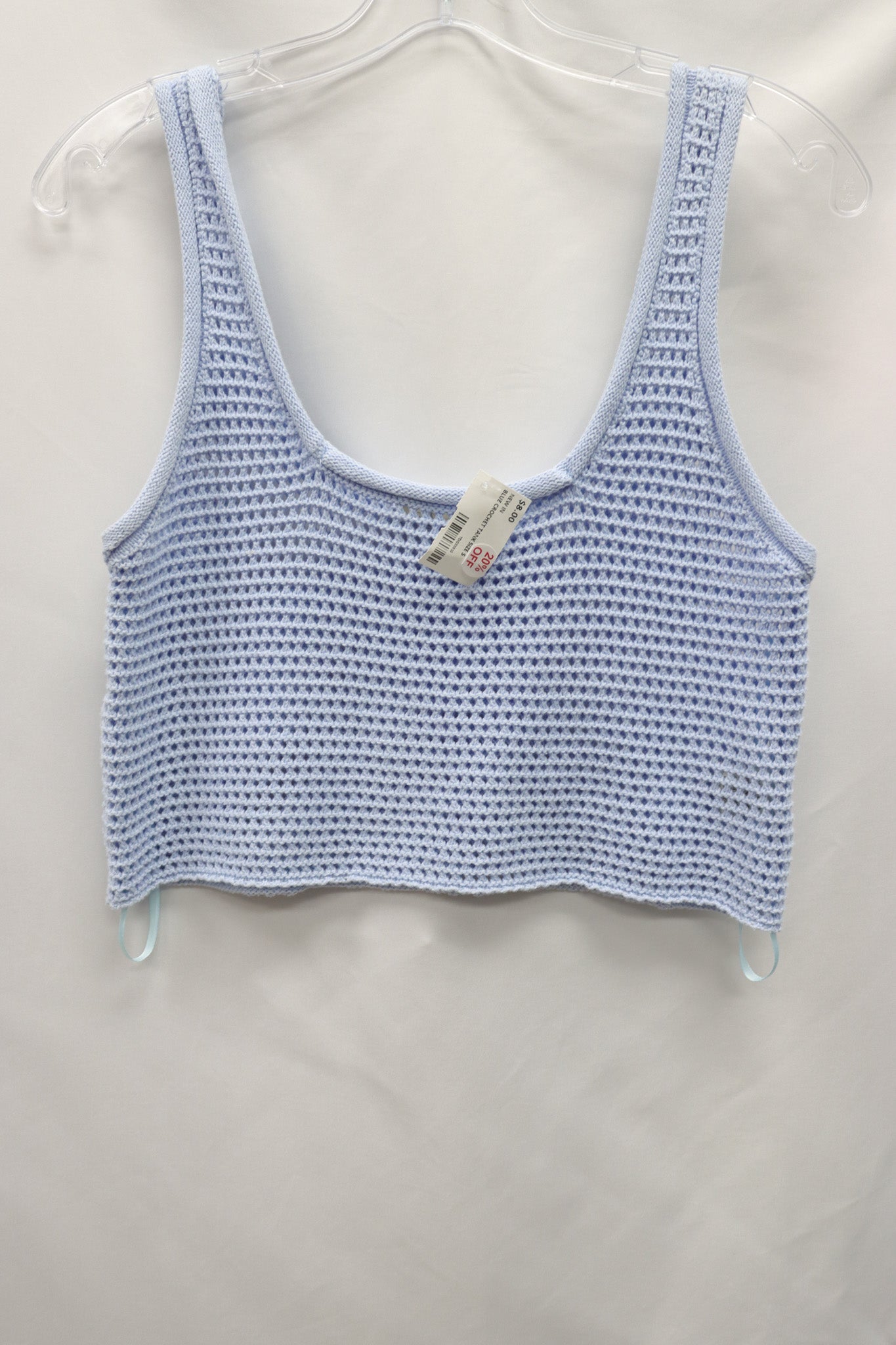 New In Blue Crochet Tank Size S