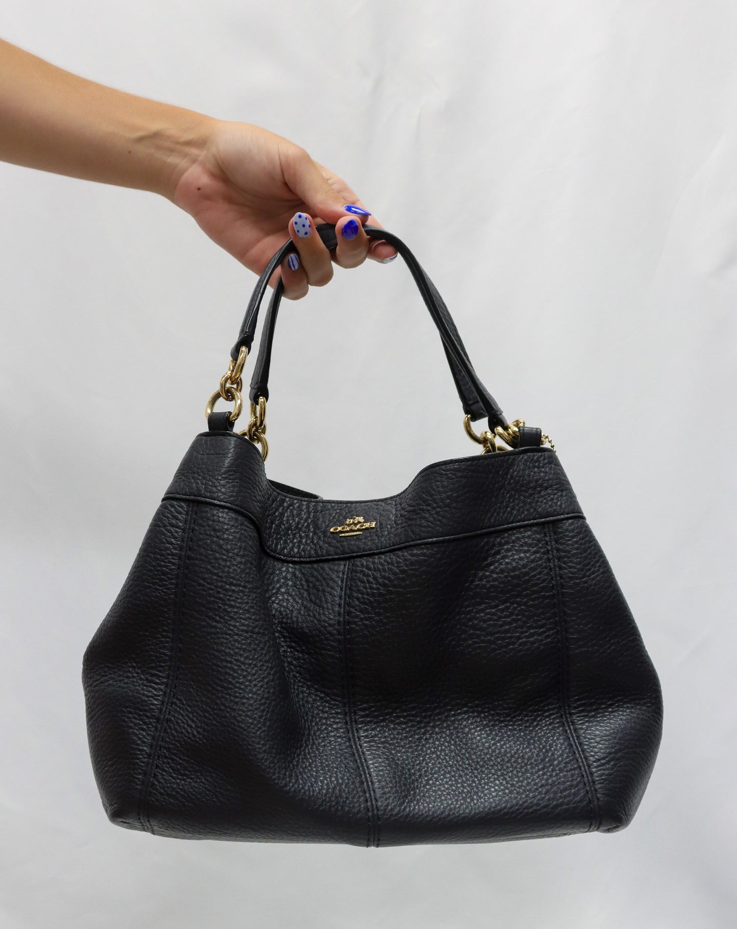Coach Charcoal pebbled handbag