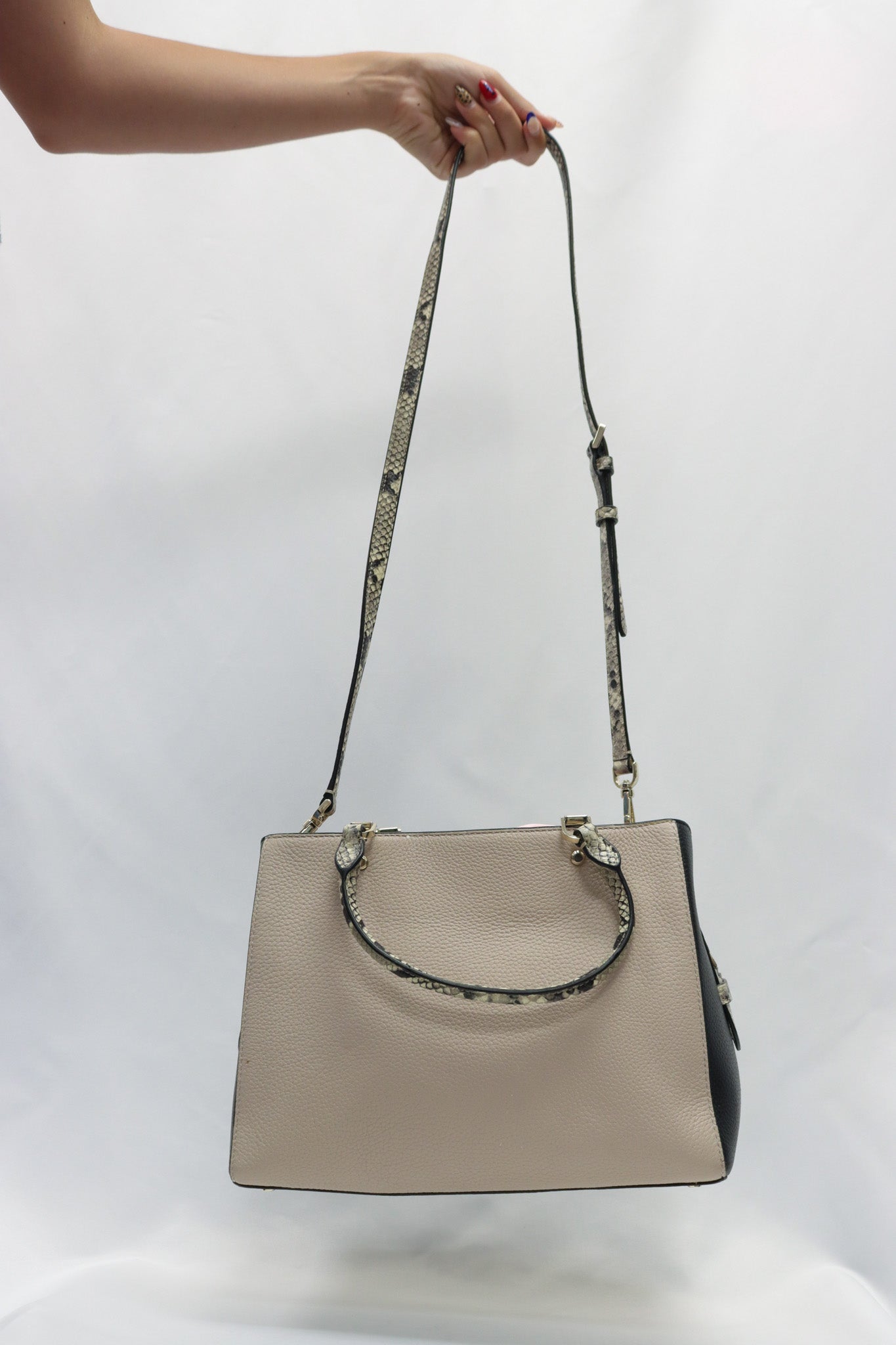 Kate Spade Beige Snake Satchel