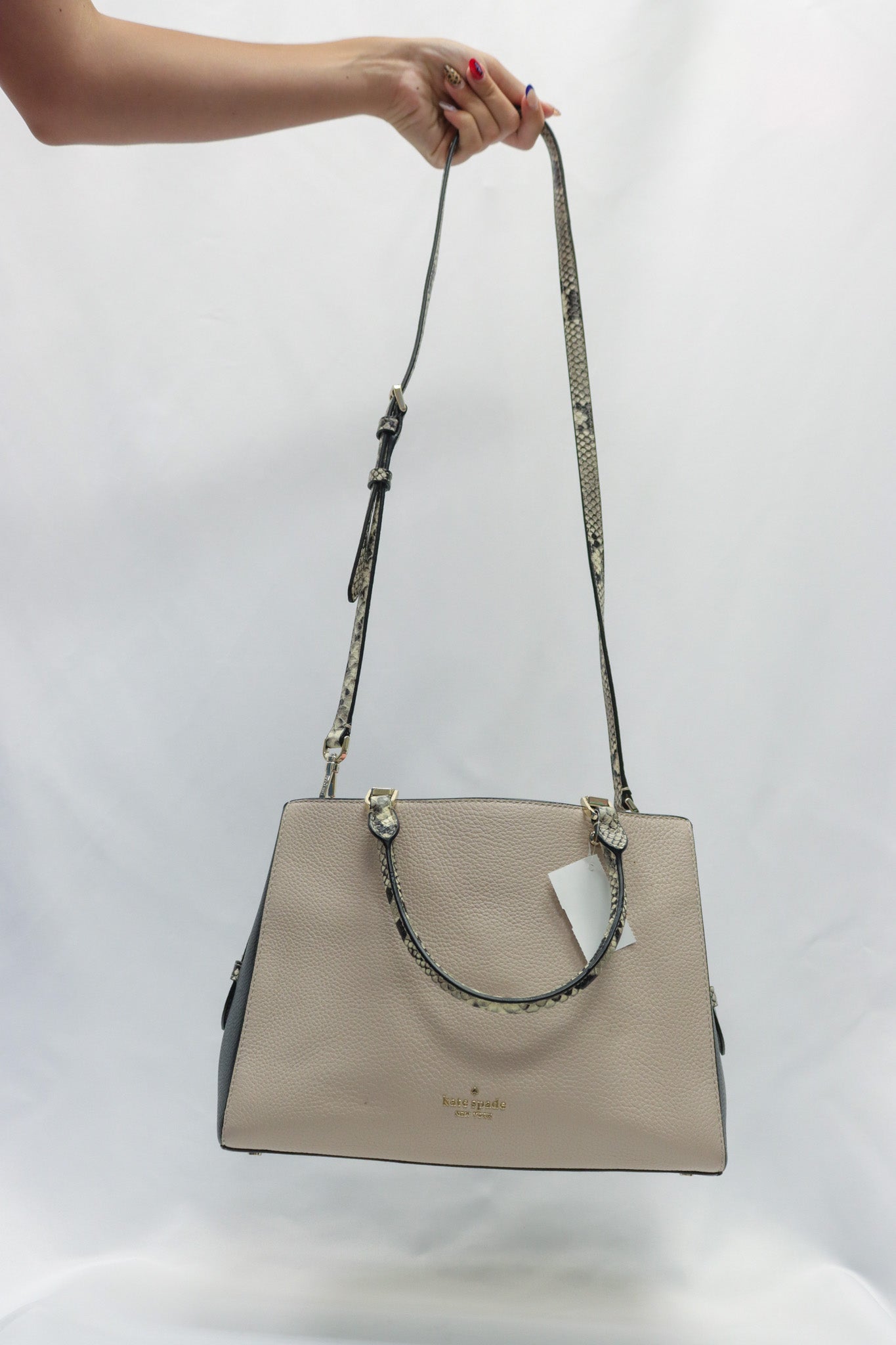 Kate Spade Beige Snake Satchel